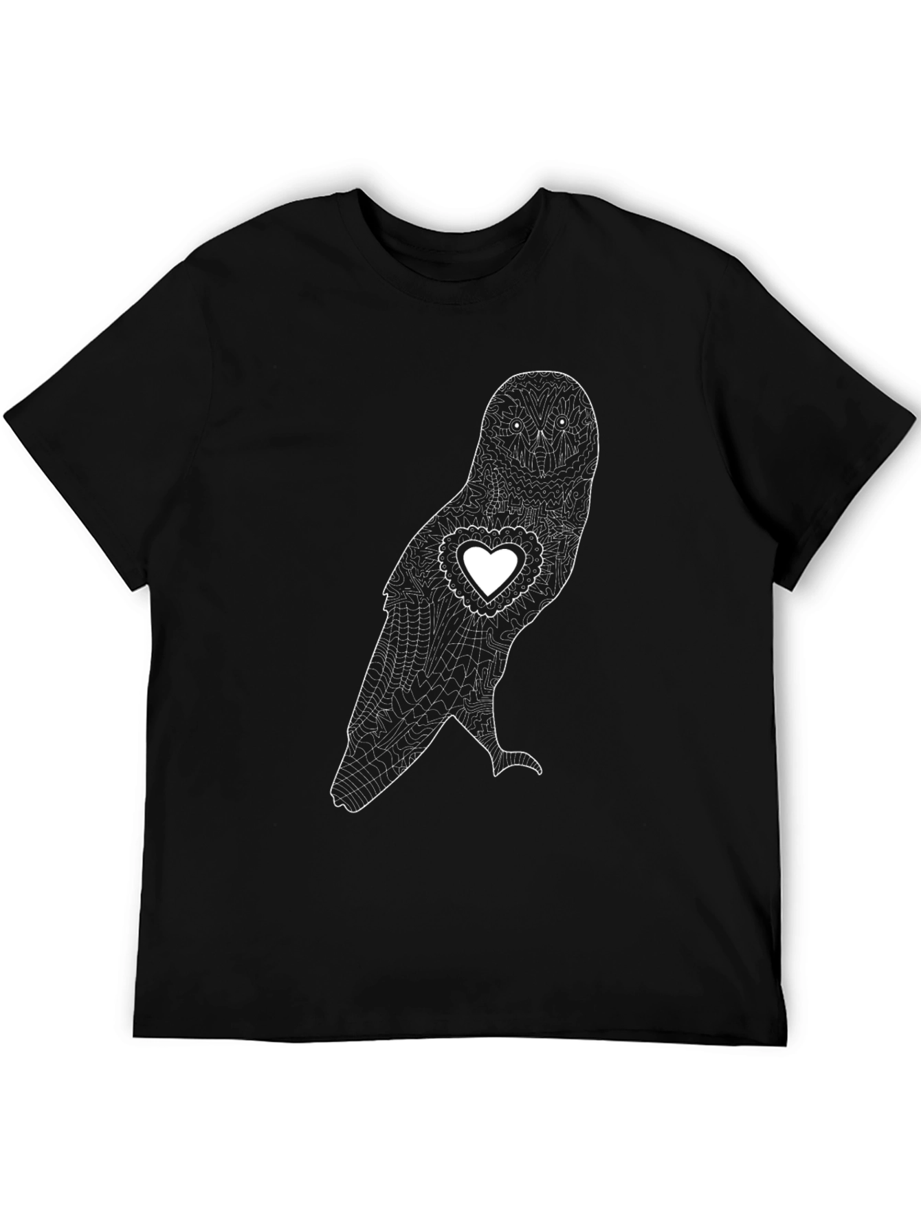 Heart Owl Graphic Tee - Unisex Black T-Shirt