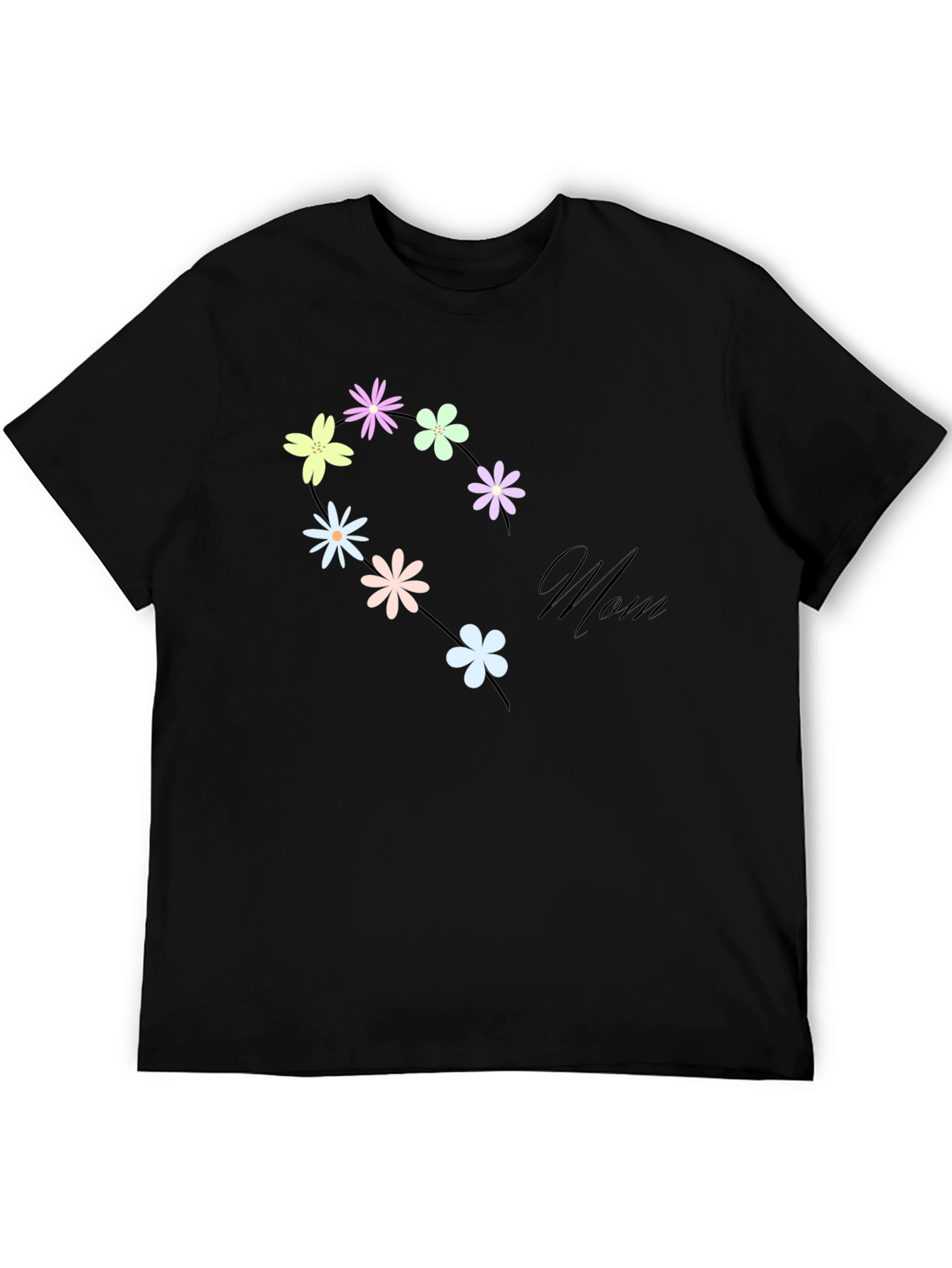 Floral Mom T-Shirt - Black