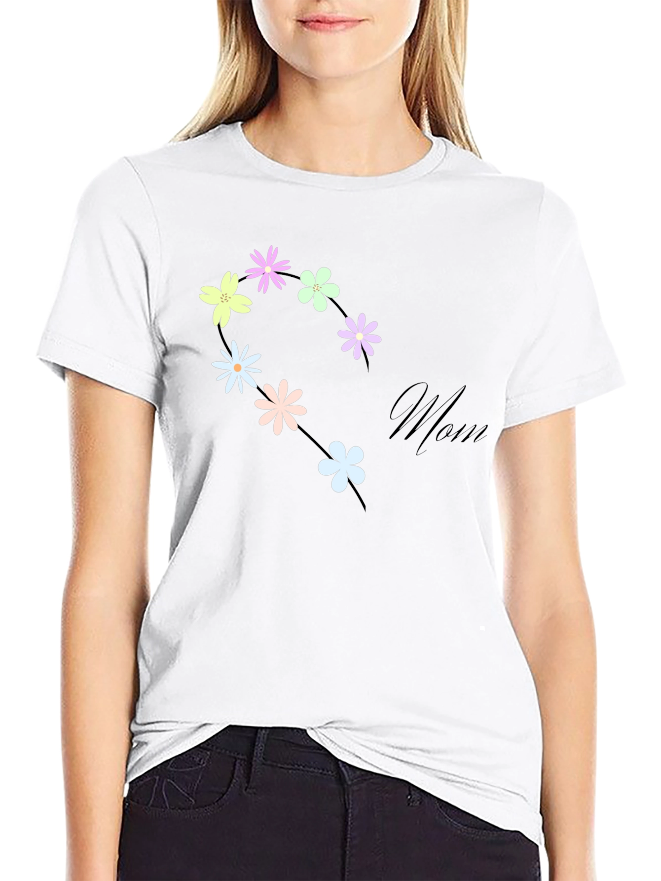 Floral Mom T-Shirt - Black