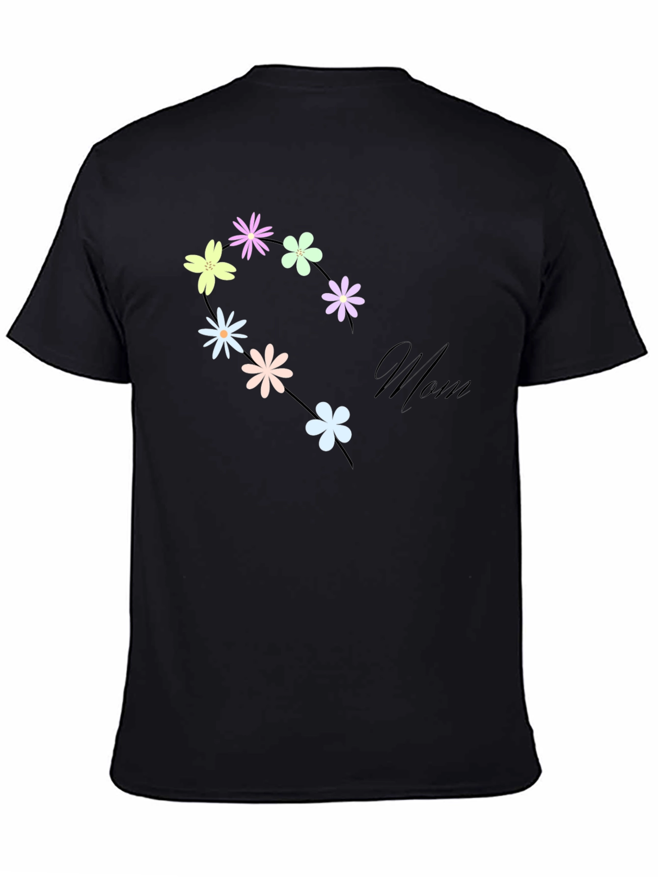 Floral Mom T-Shirt - Black