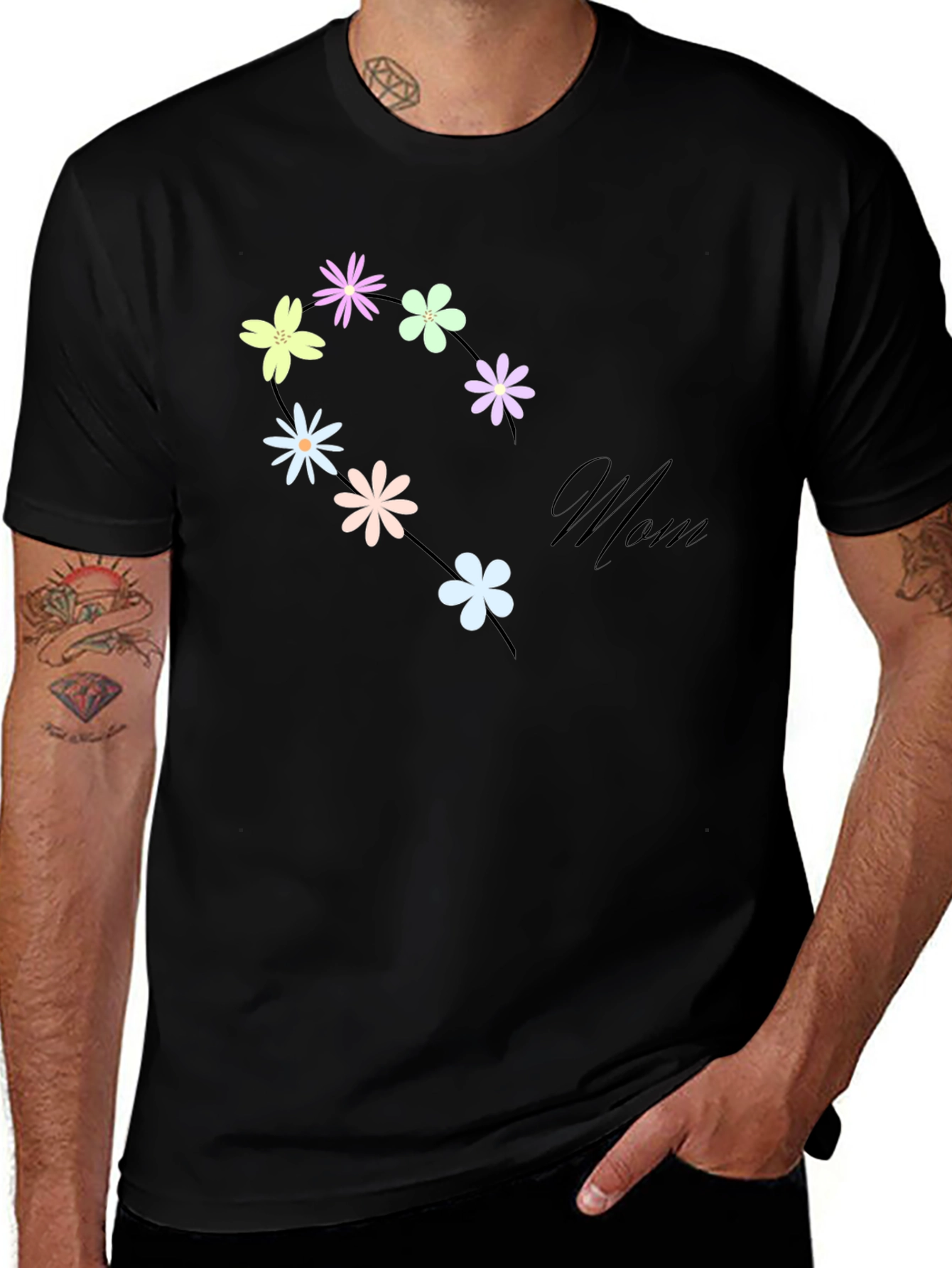 Floral Mom T-Shirt - Black