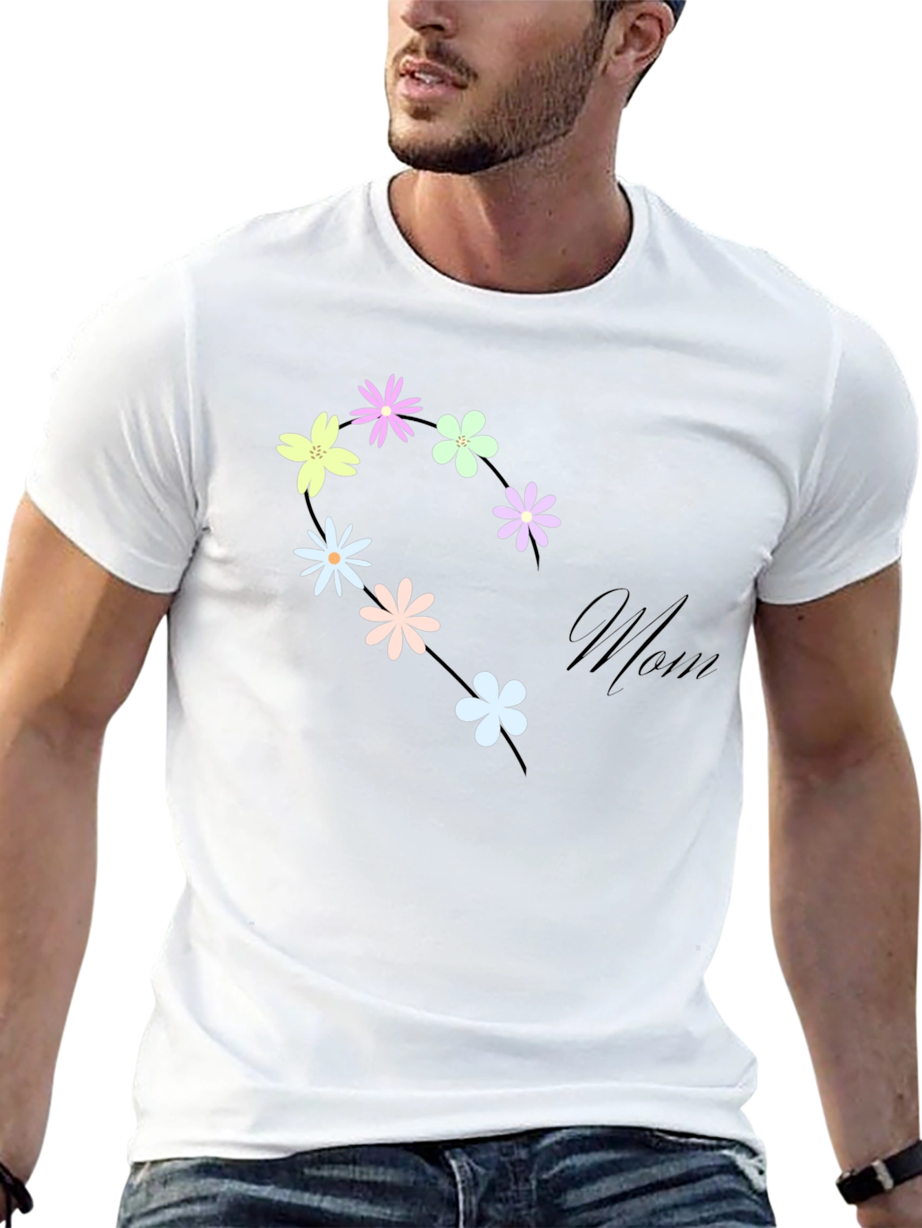 Floral Mom T-Shirt - Black