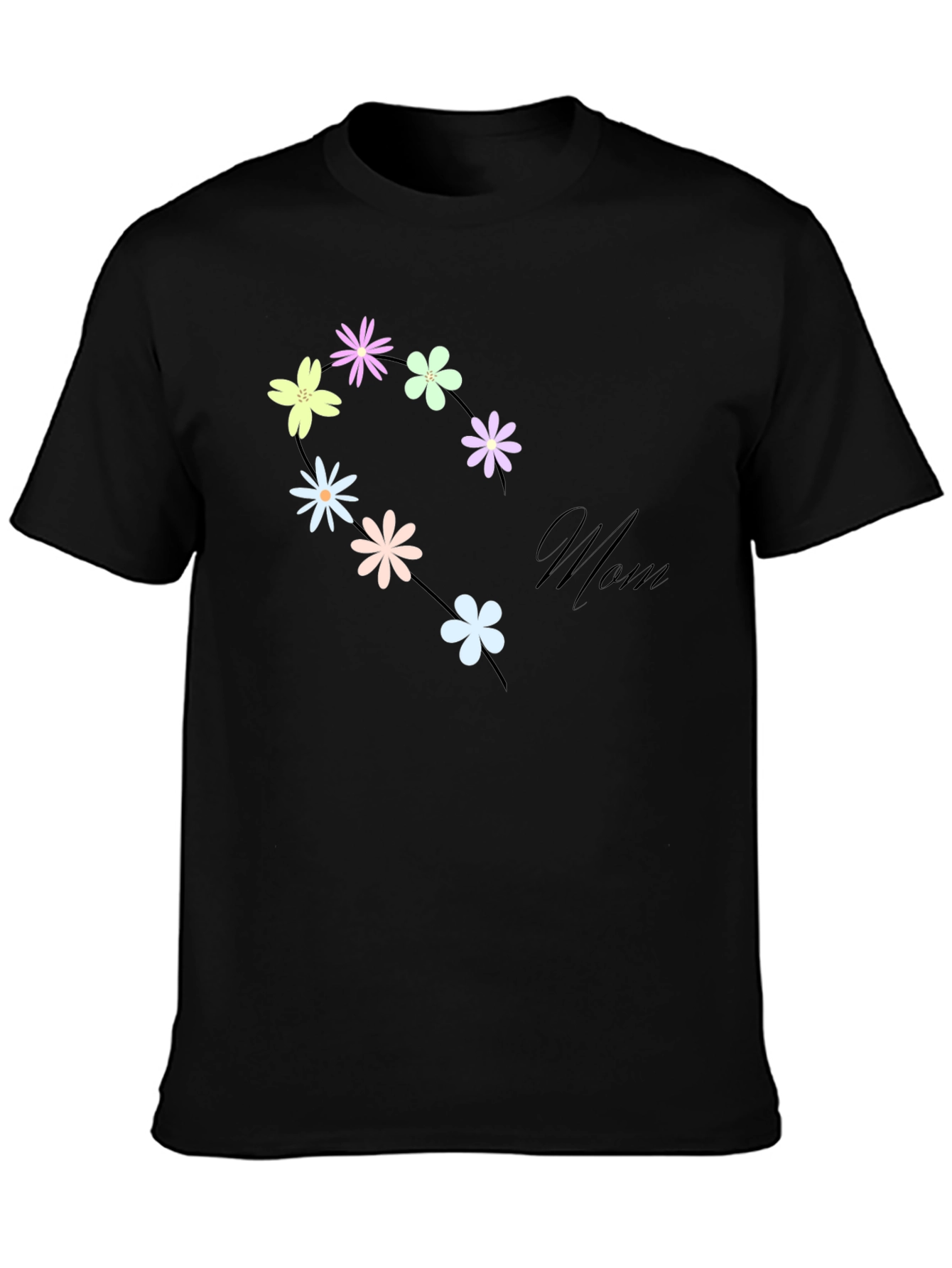 Floral Mom T-Shirt - Black