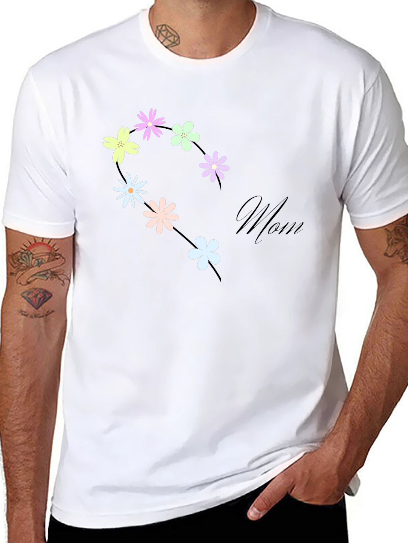 Floral Mom T-Shirt - Black