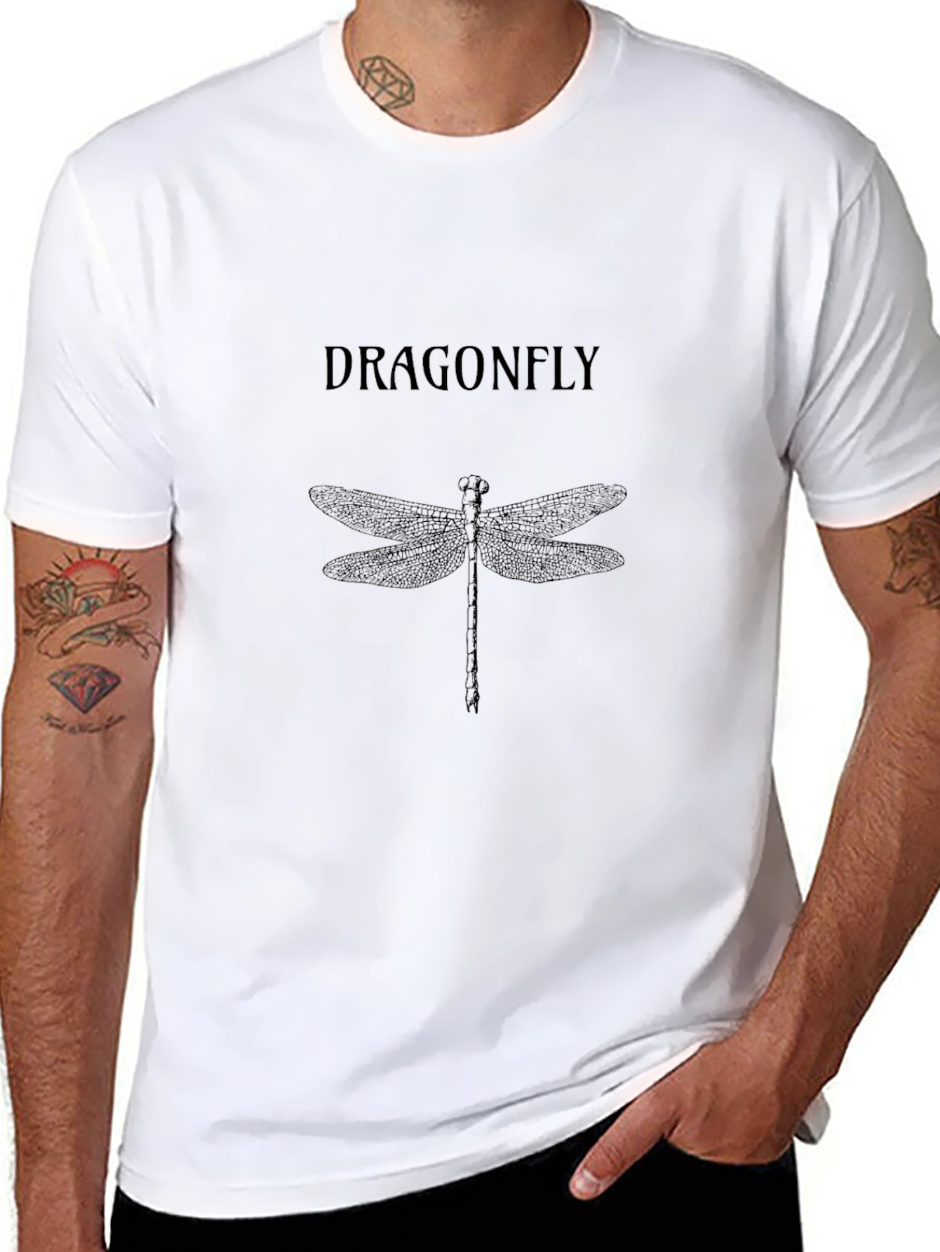 Dragonfly Graphic Tee - Stylish Black T-Shirt