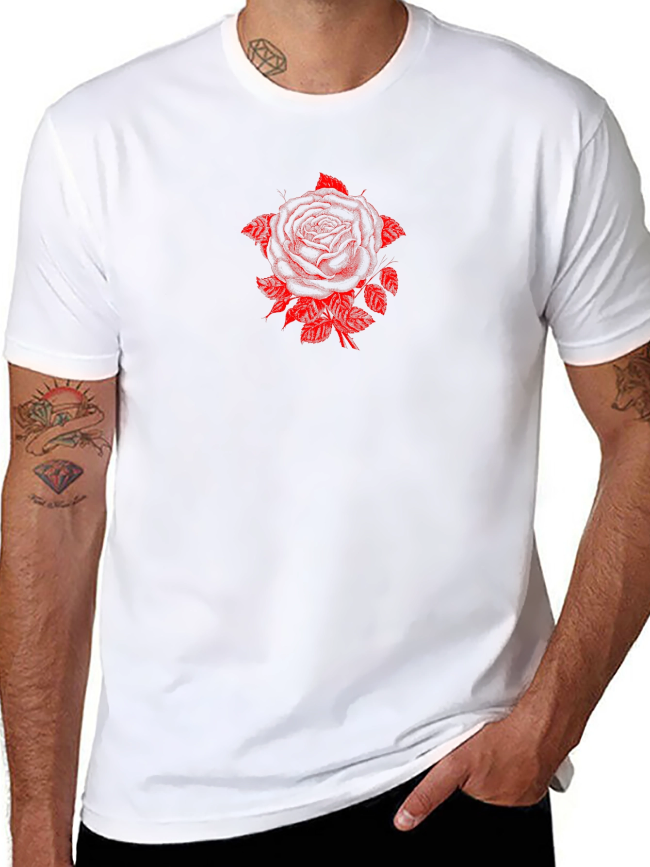 Rose Graphic Print T-Shirt - Black