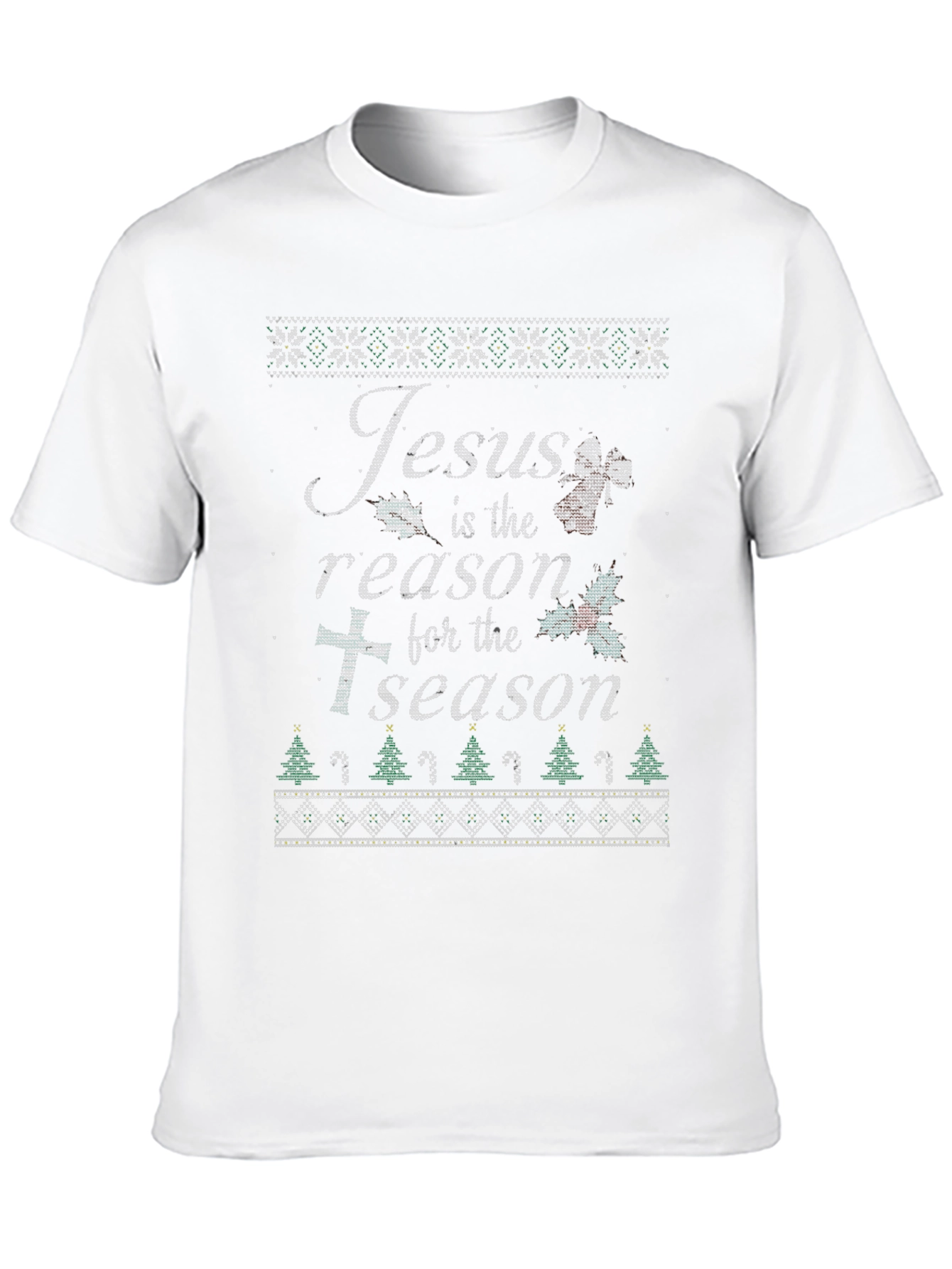 Ugly Christmas Sweater Style Jesus is the Reason T-Shirt