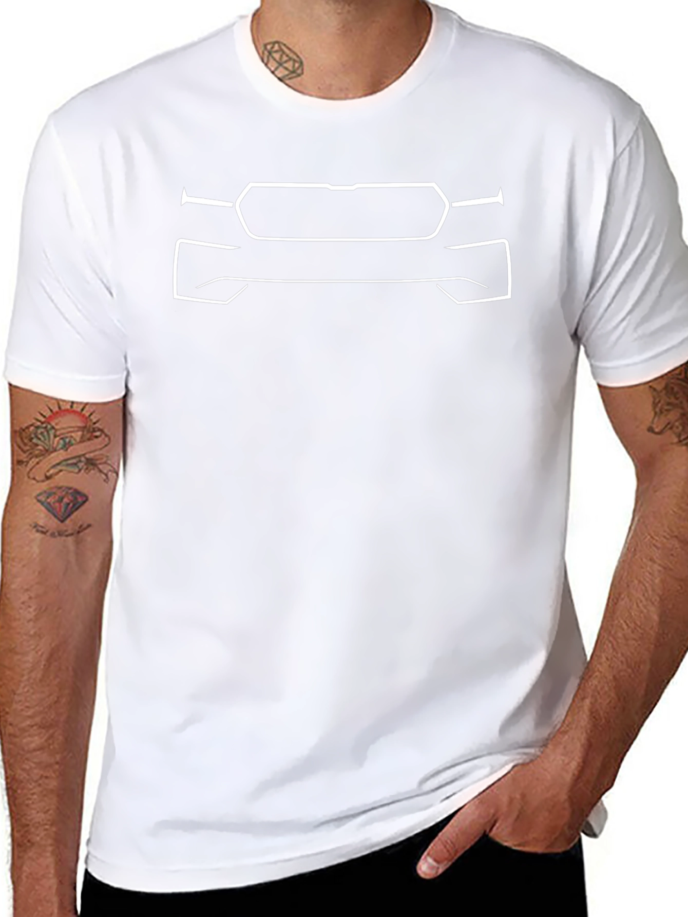 Car Front Outline T-Shirt - Black