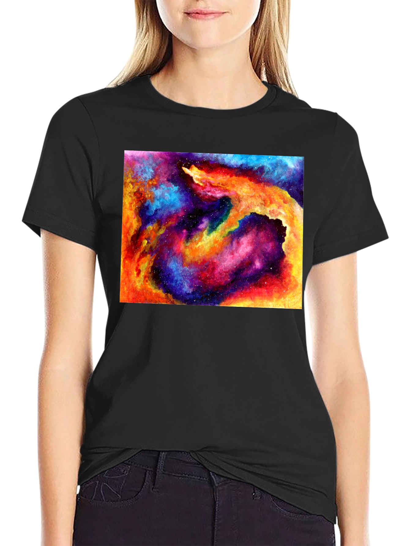 Galaxy Nebula Print T-Shirt - Cosmic Style