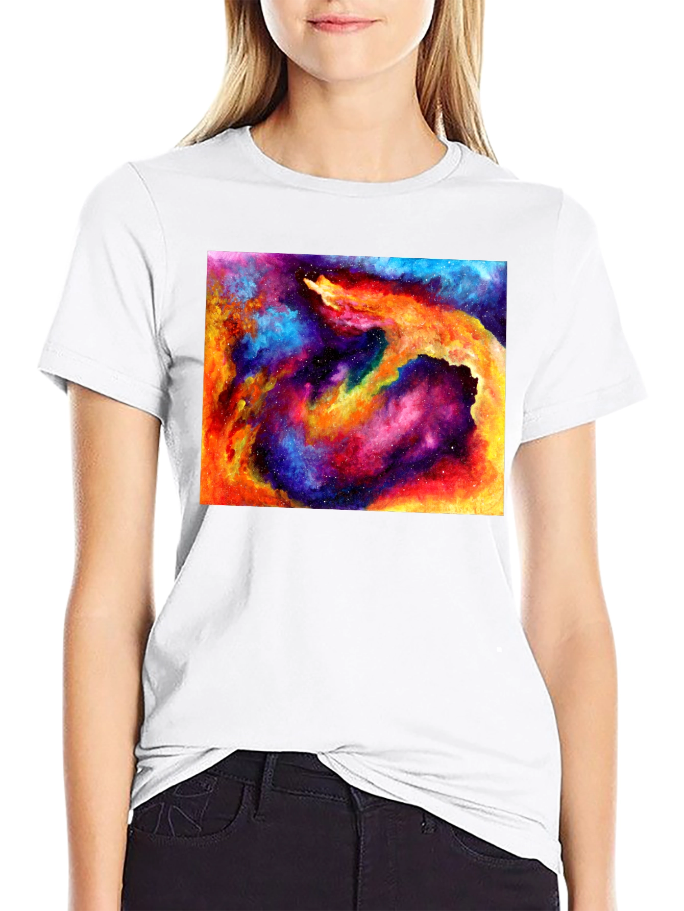 Galaxy Nebula Print T-Shirt - Cosmic Style