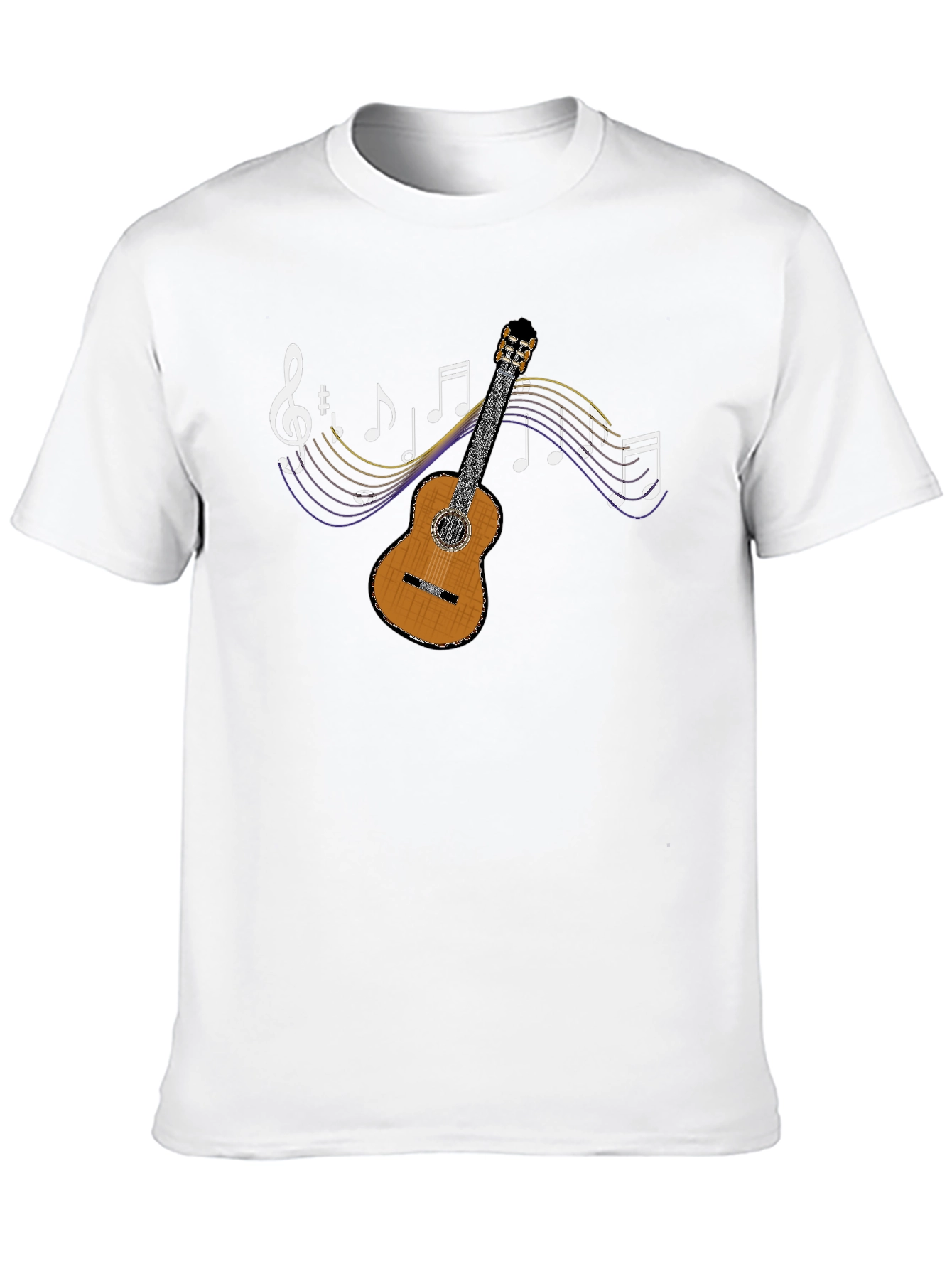 Guitar and Music Notes Graphic T-Shirt - Black