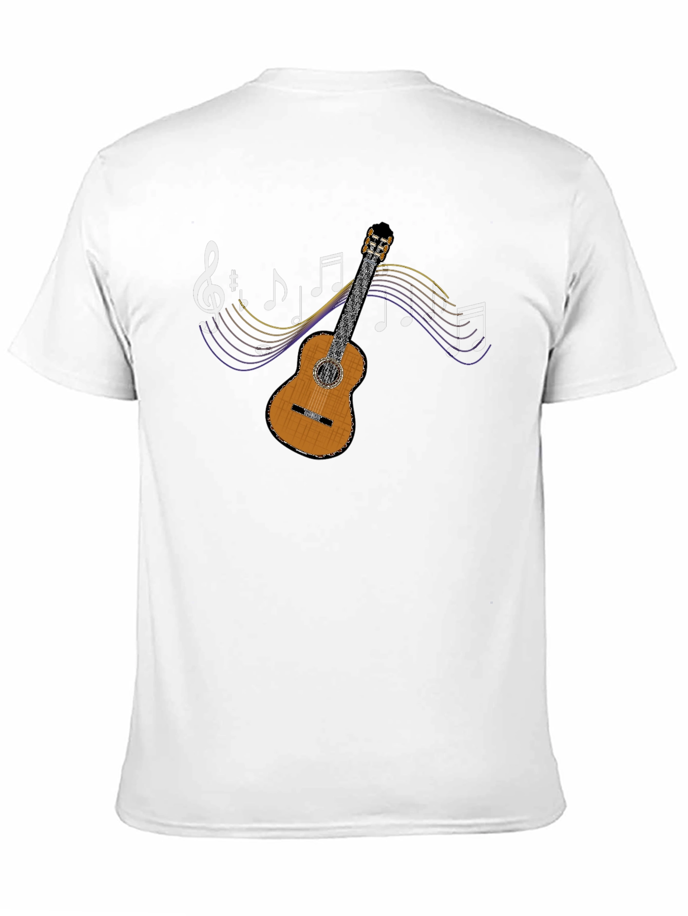 Guitar and Music Notes Graphic T-Shirt - Black