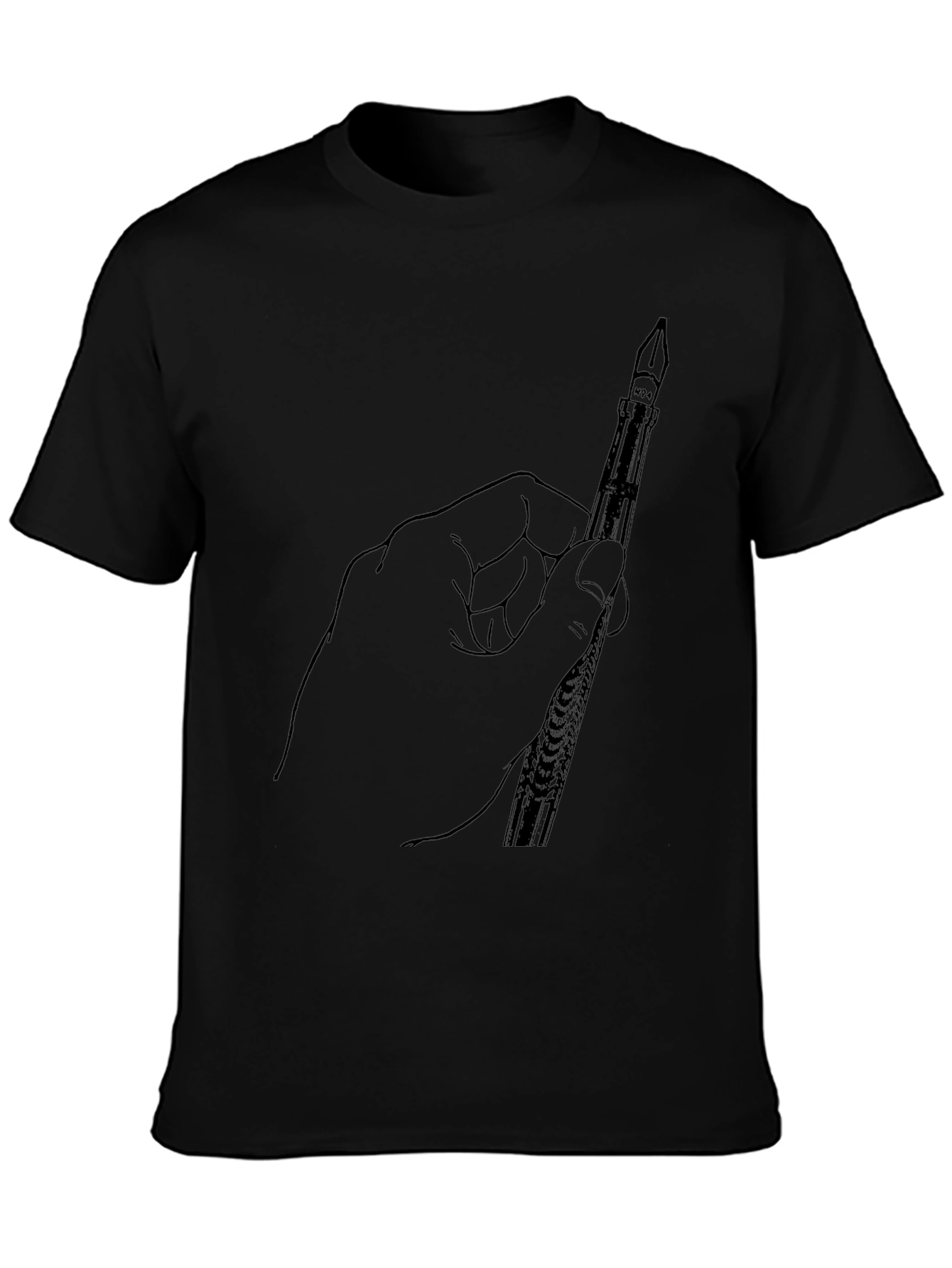 Hand Holding Pen Graphic Tee - Black