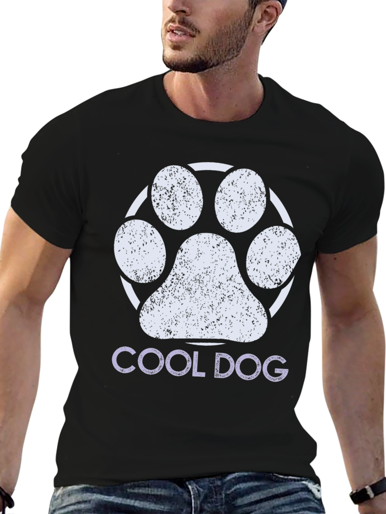 Cool Dog Paw Print Graphic Tee