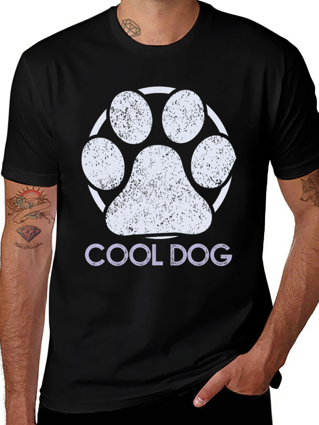 Cool Dog Paw Print Graphic Tee