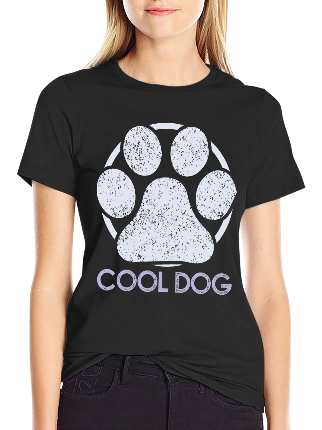Cool Dog Paw Print Graphic Tee