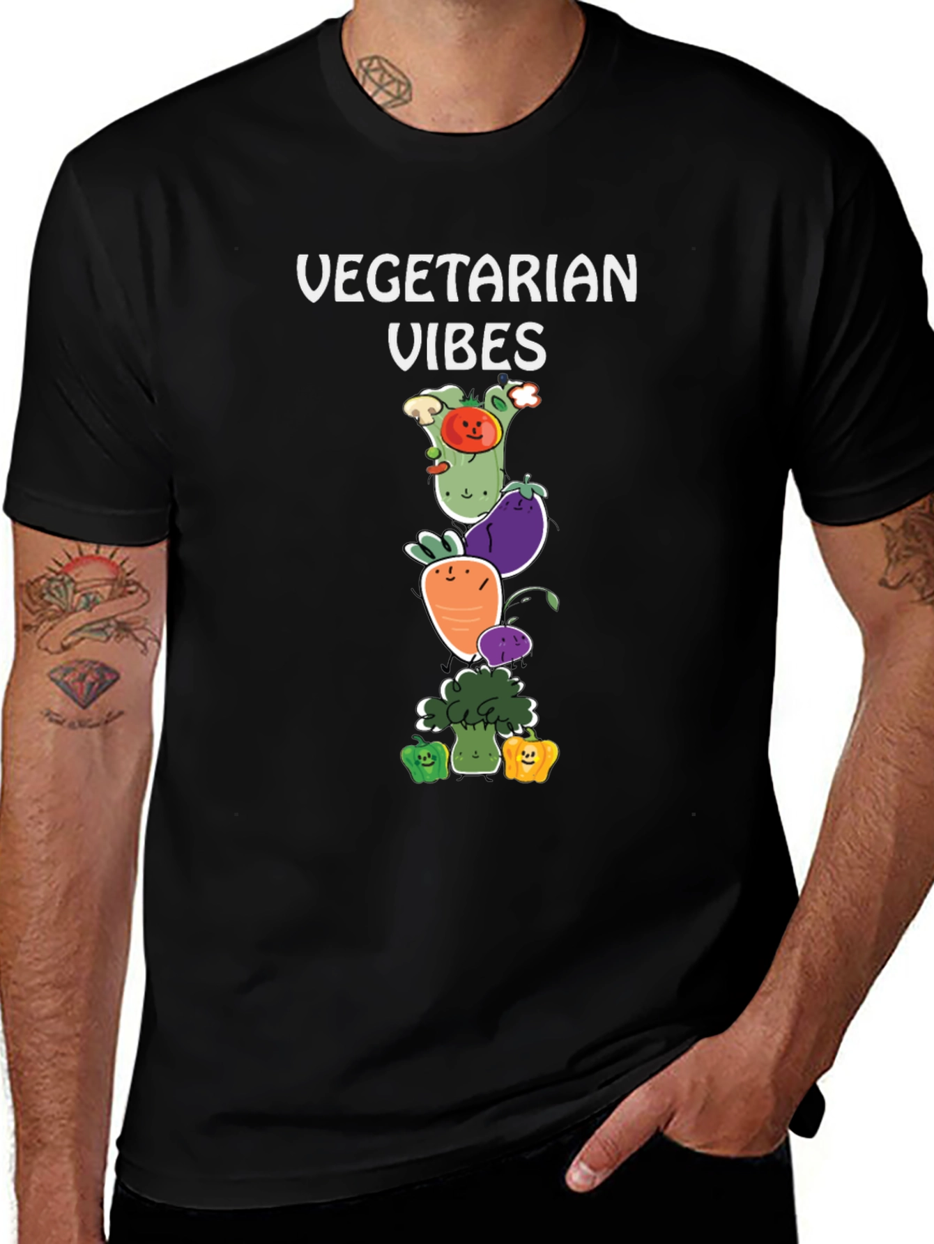 Vegetarian Vibes T-Shirt - Cute Vegetable Graphic Tee