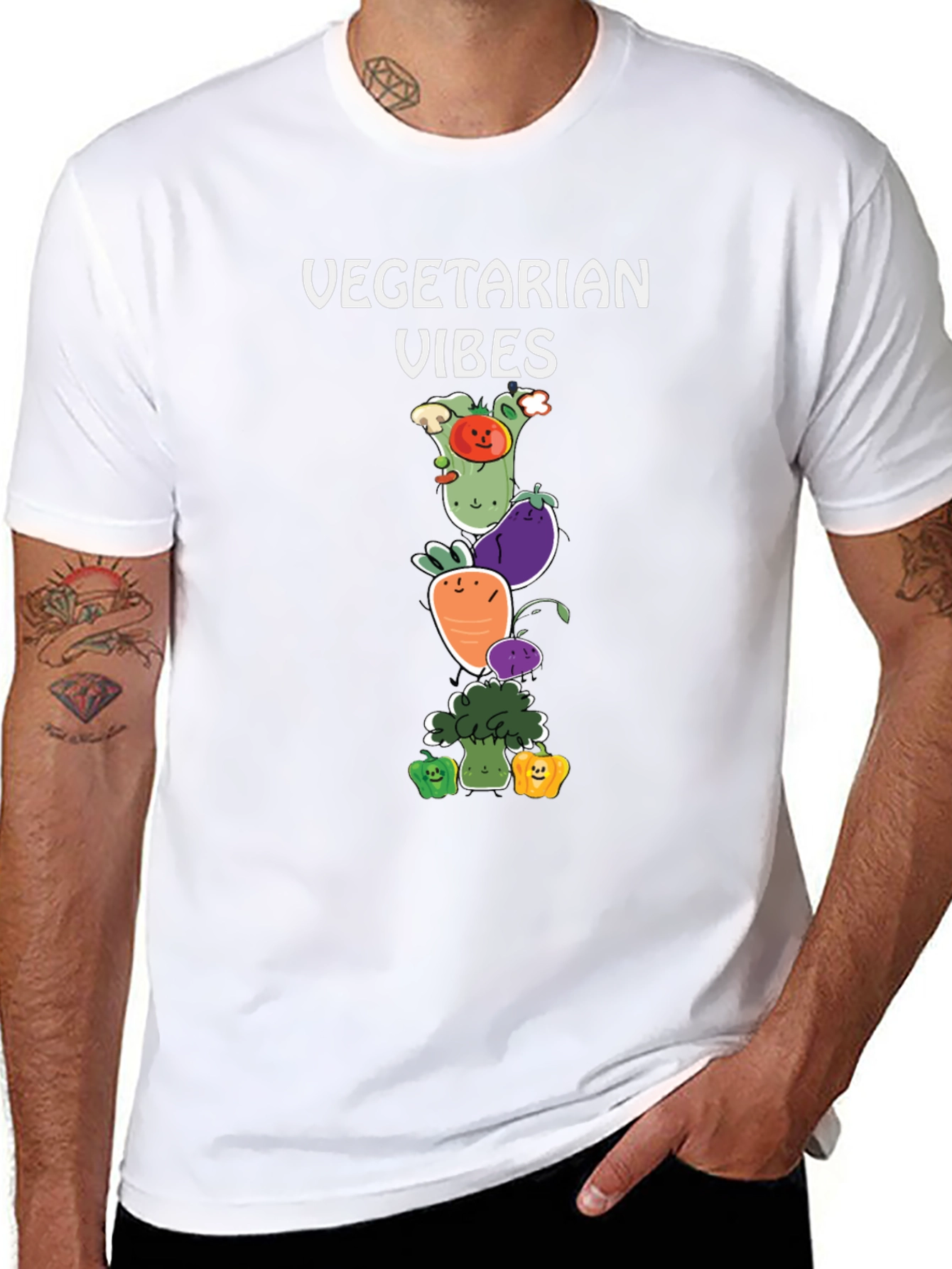 Vegetarian Vibes T-Shirt - Cute Vegetable Graphic Tee
