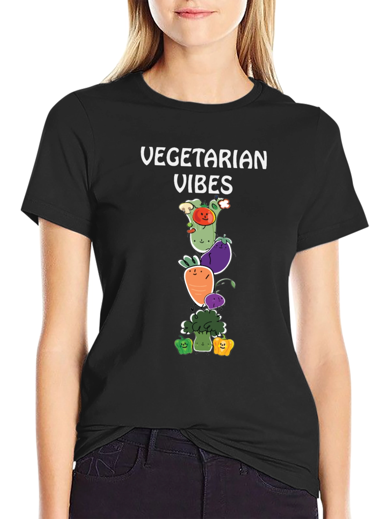 Vegetarian Vibes T-Shirt - Cute Vegetable Graphic Tee