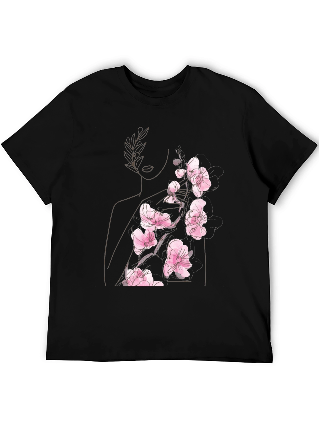 Floral Woman Graphic Black T-Shirt