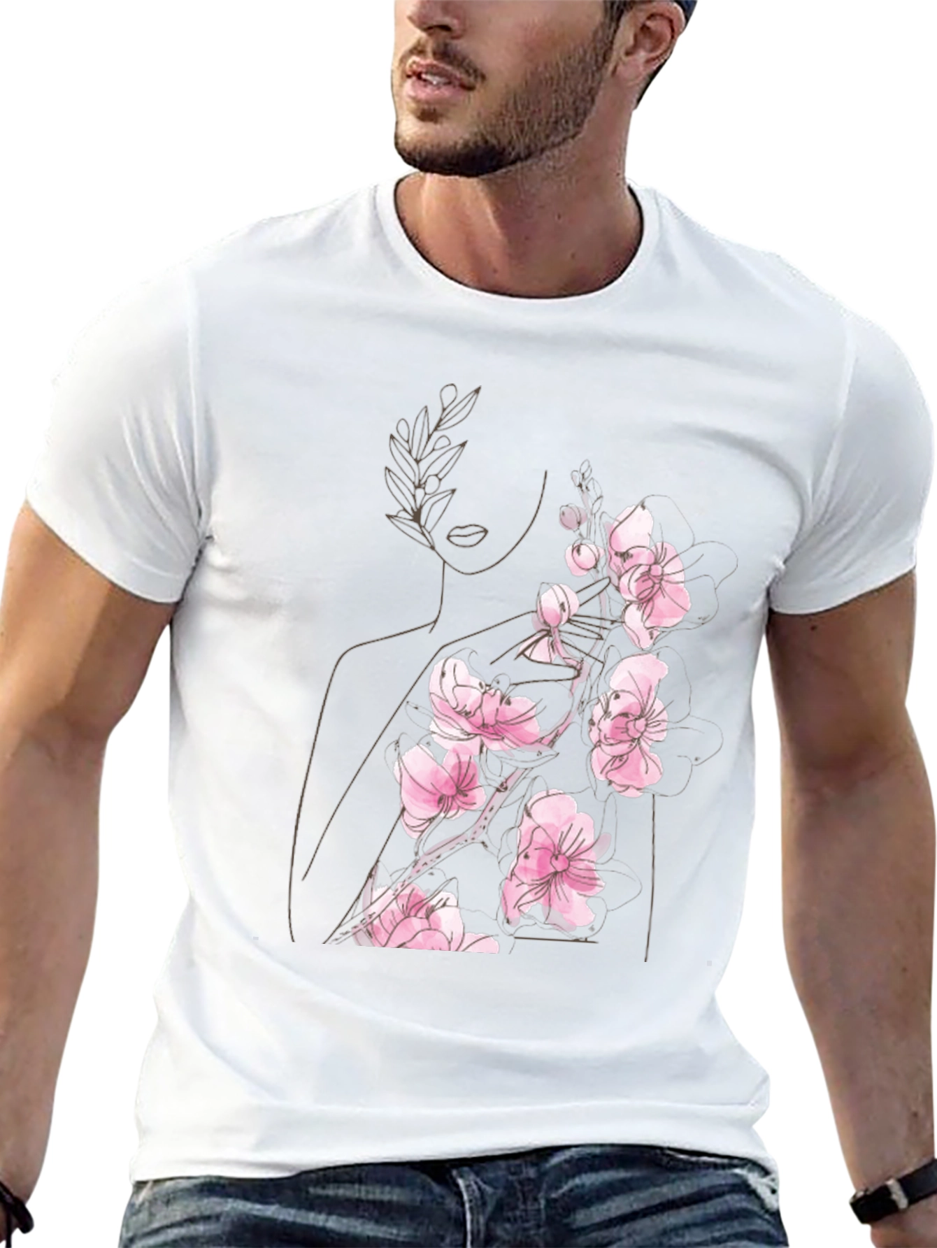 Floral Woman Graphic Black T-Shirt