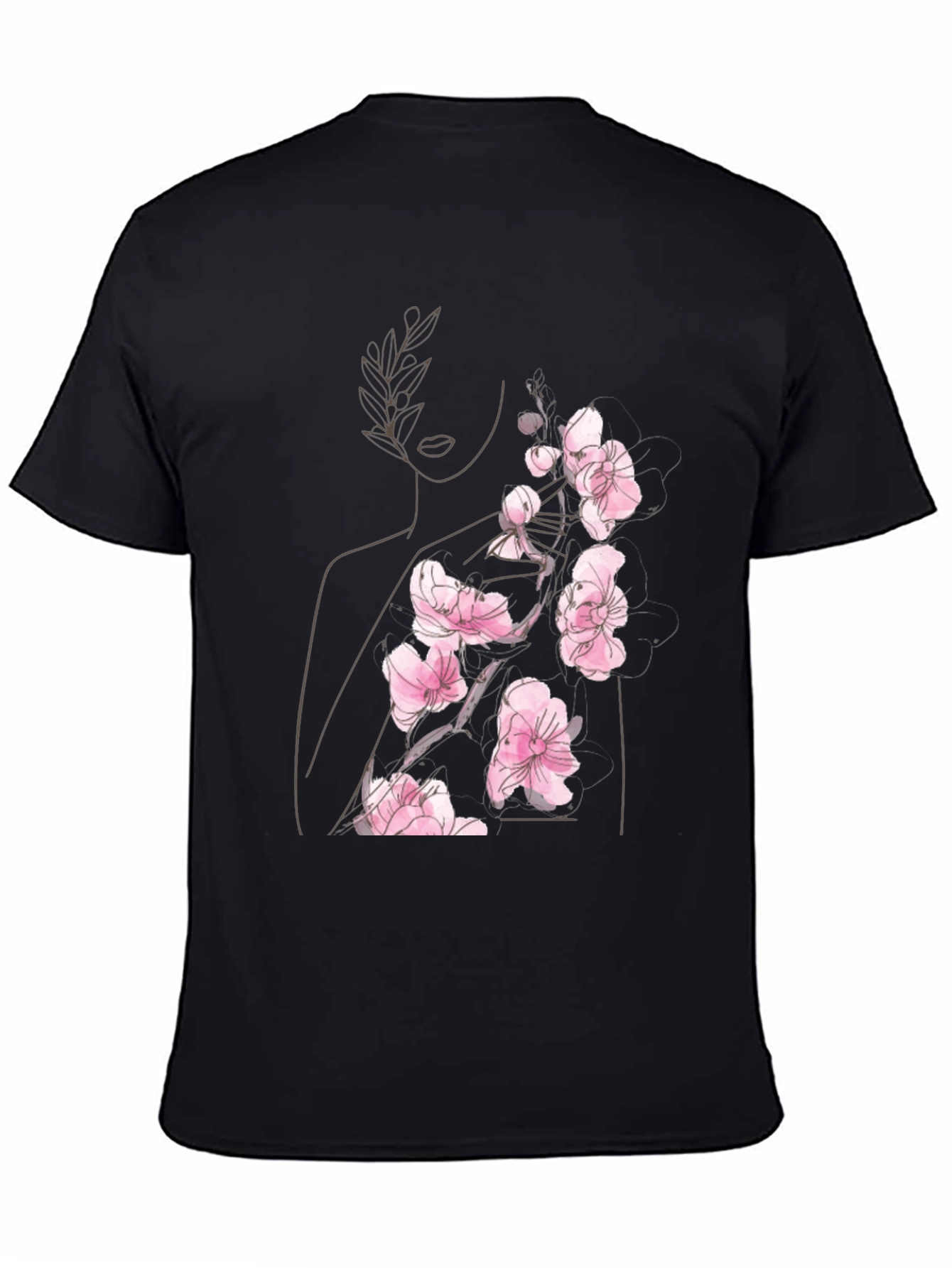 Floral Woman Graphic Black T-Shirt