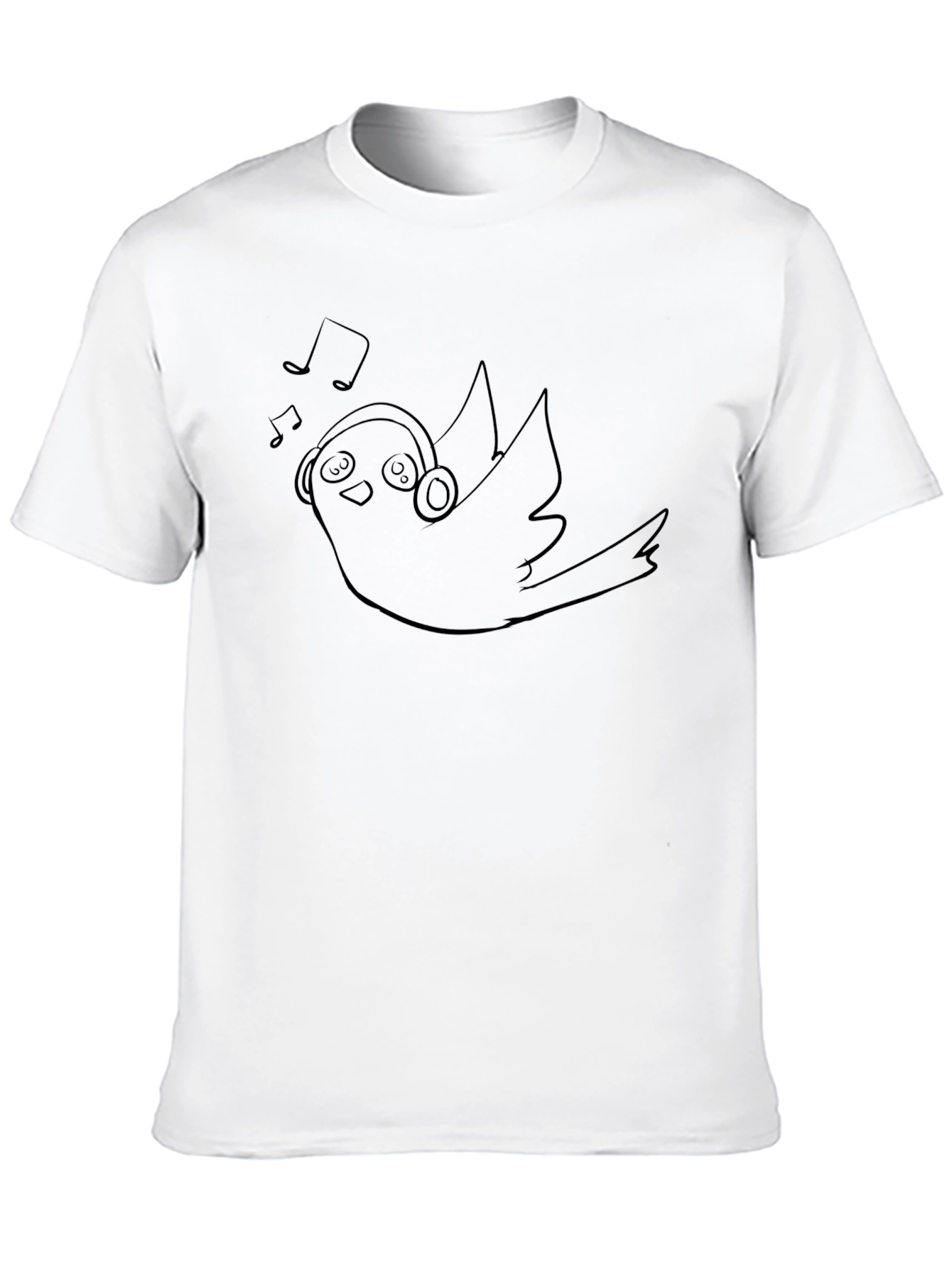 Bird with Headphones Graphic Tee - Black