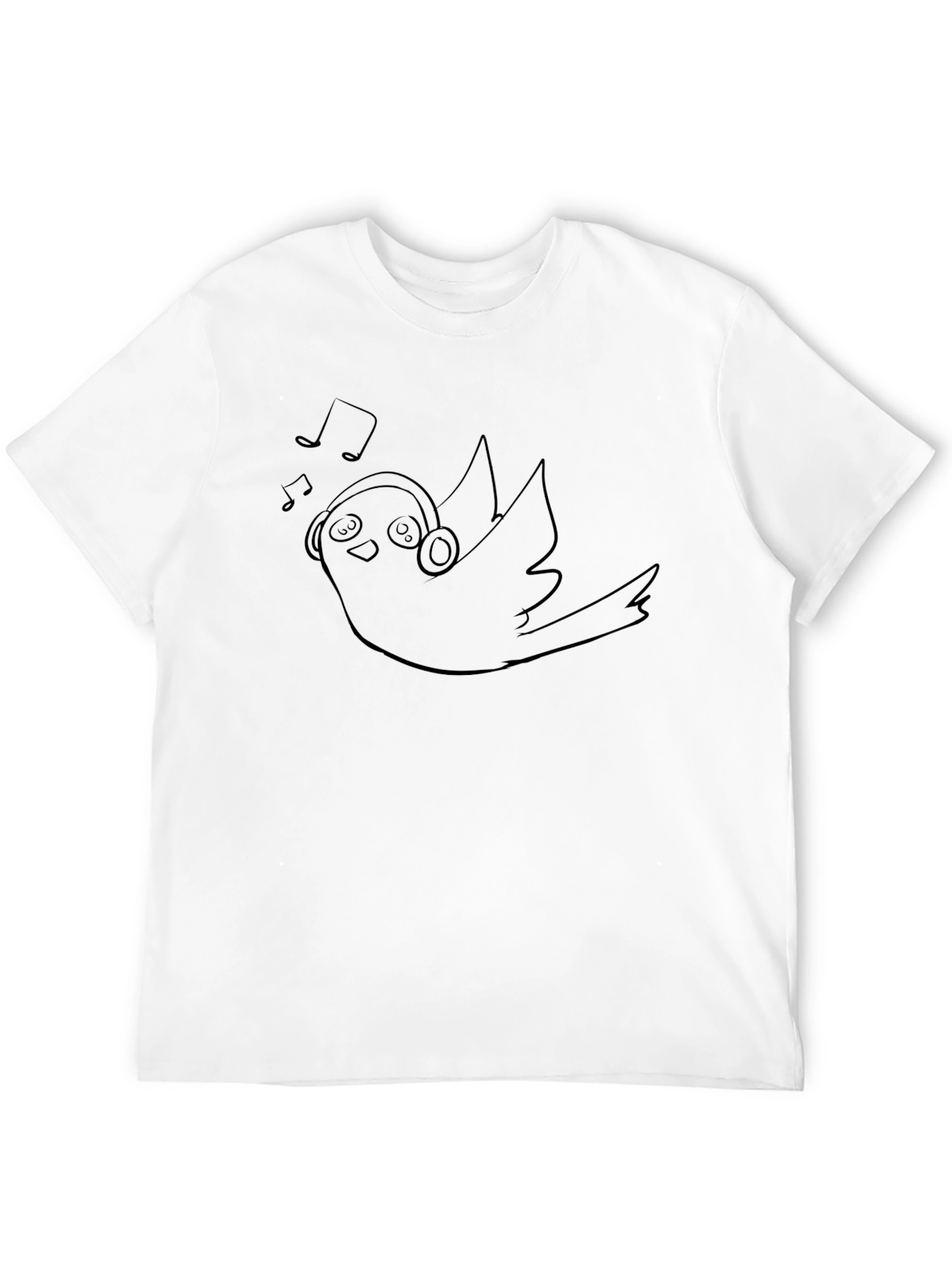 Bird with Headphones Graphic Tee - Black