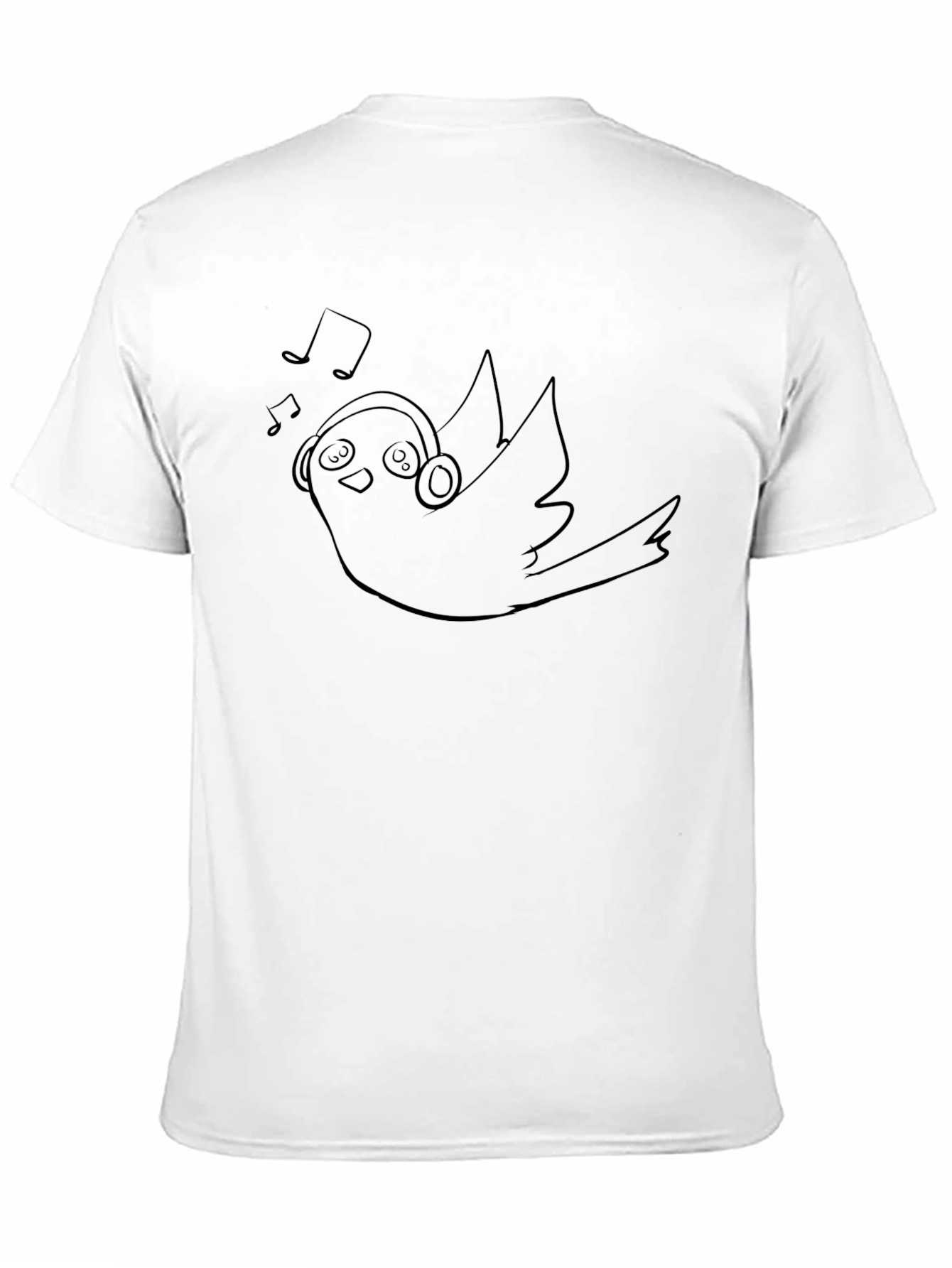 Bird with Headphones Graphic Tee - Black