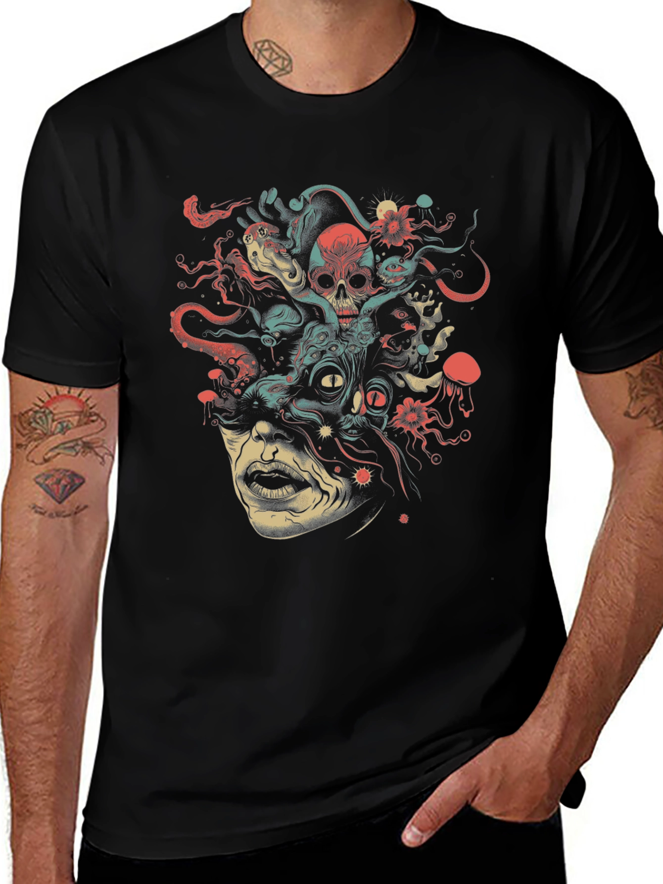 Medusa Graphic Print Tee - Unique Art Shirt