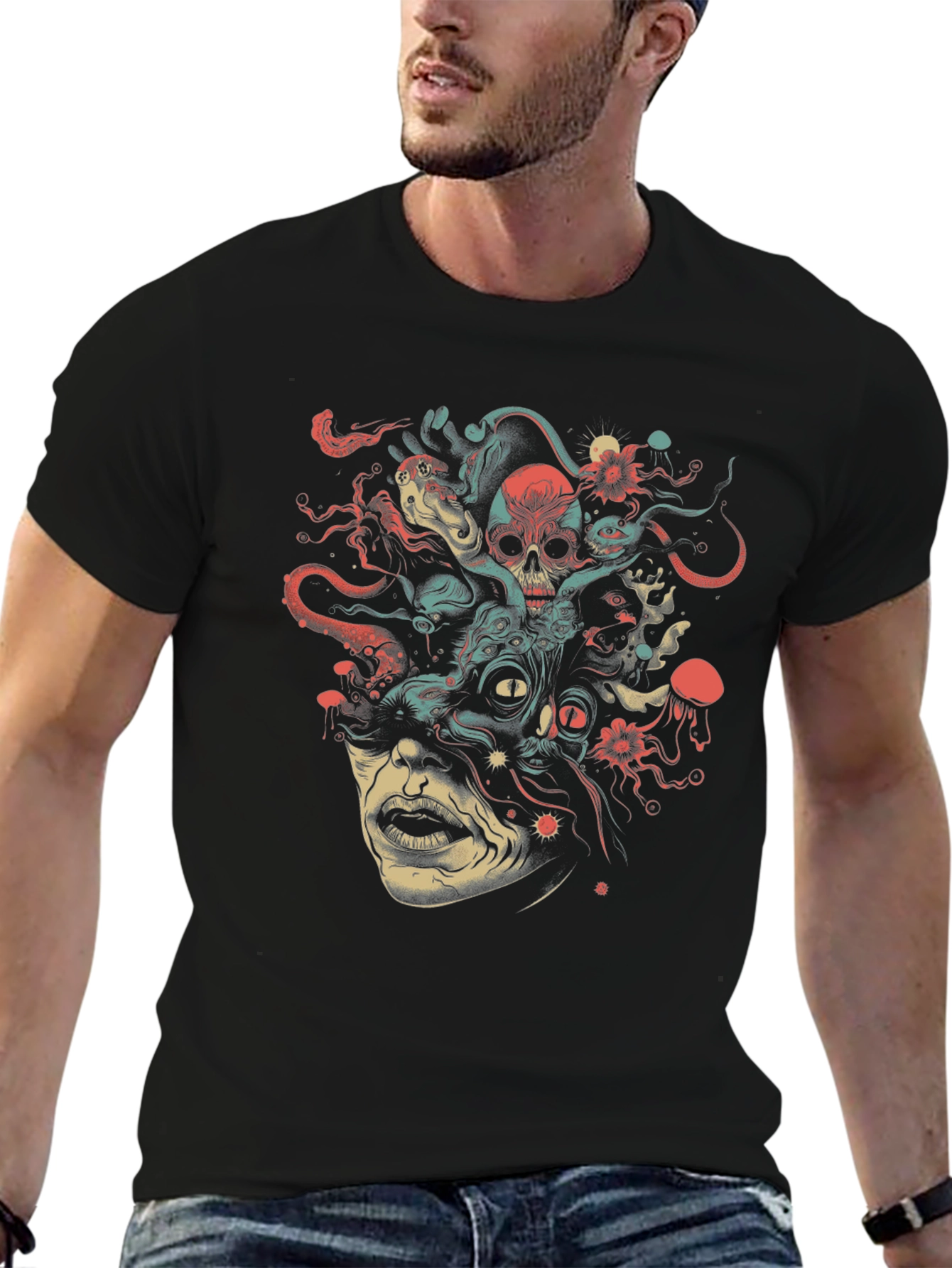 Medusa Graphic Print Tee - Unique Art Shirt