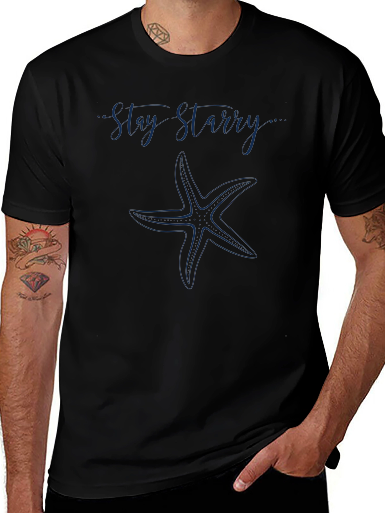 Stay Starry Graphic Tee - Navy Starfish Design