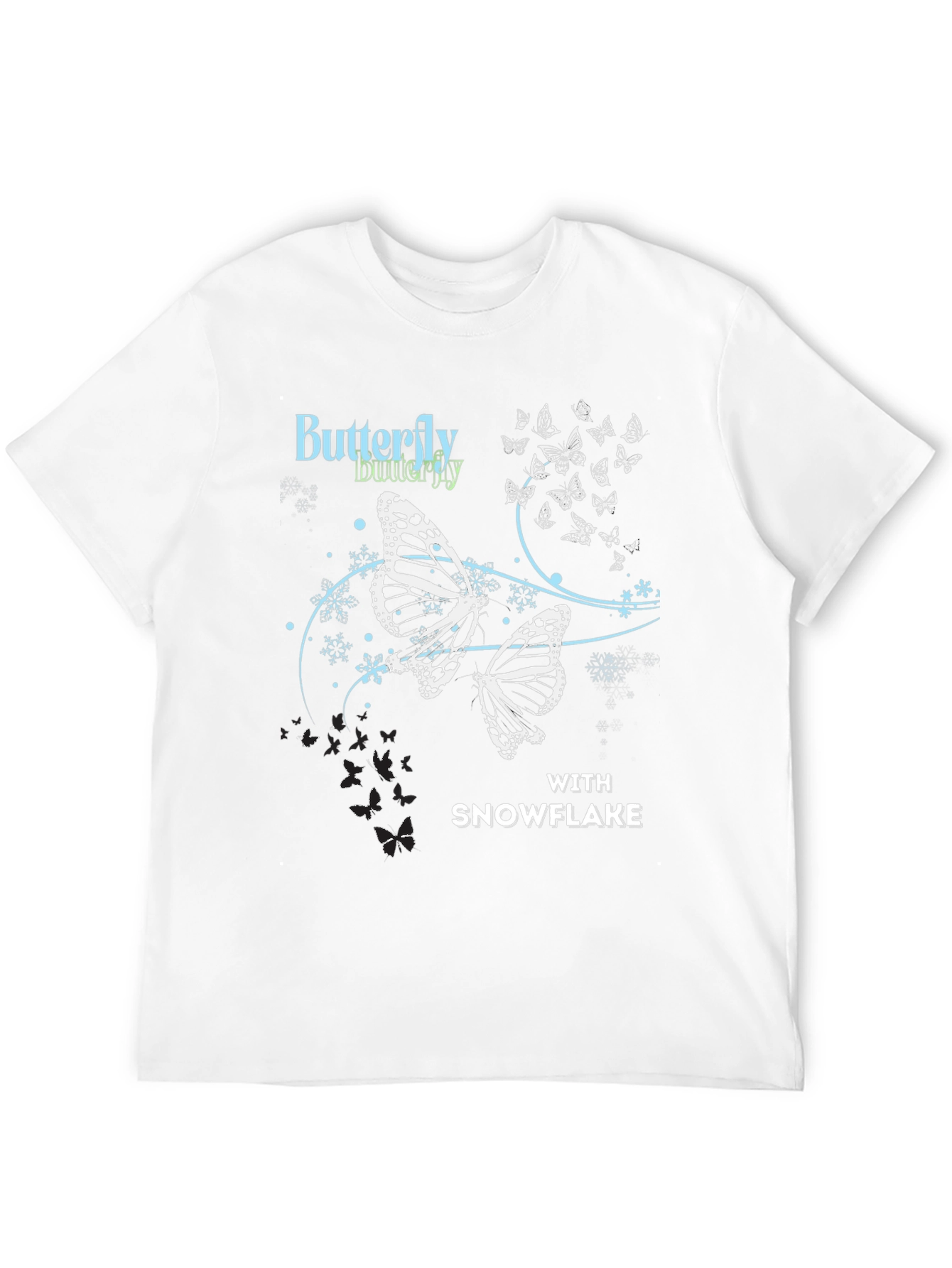 Butterfly Snowflake Graphic Tee - Black Casual Top
