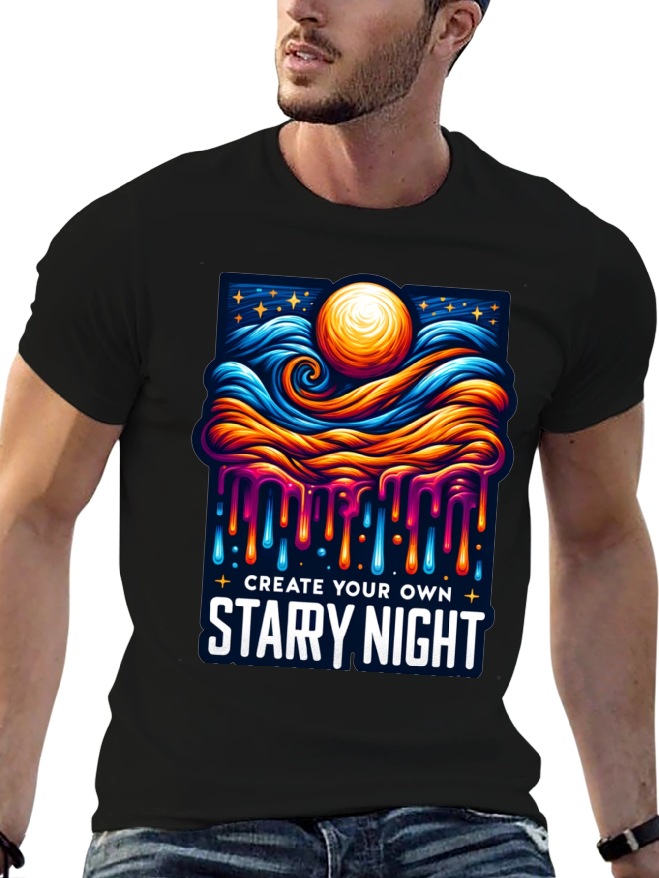 Starry Night Graphic Tee - Art Inspired Design
