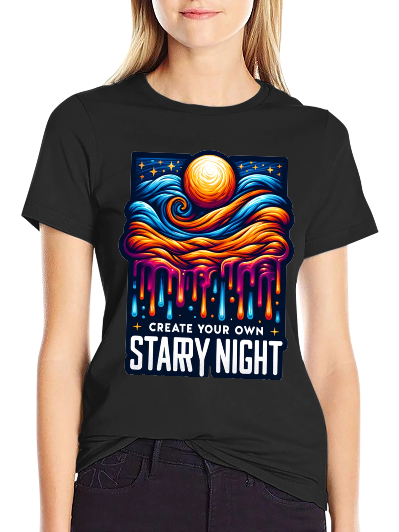 Starry Night Graphic Tee - Art Inspired Design