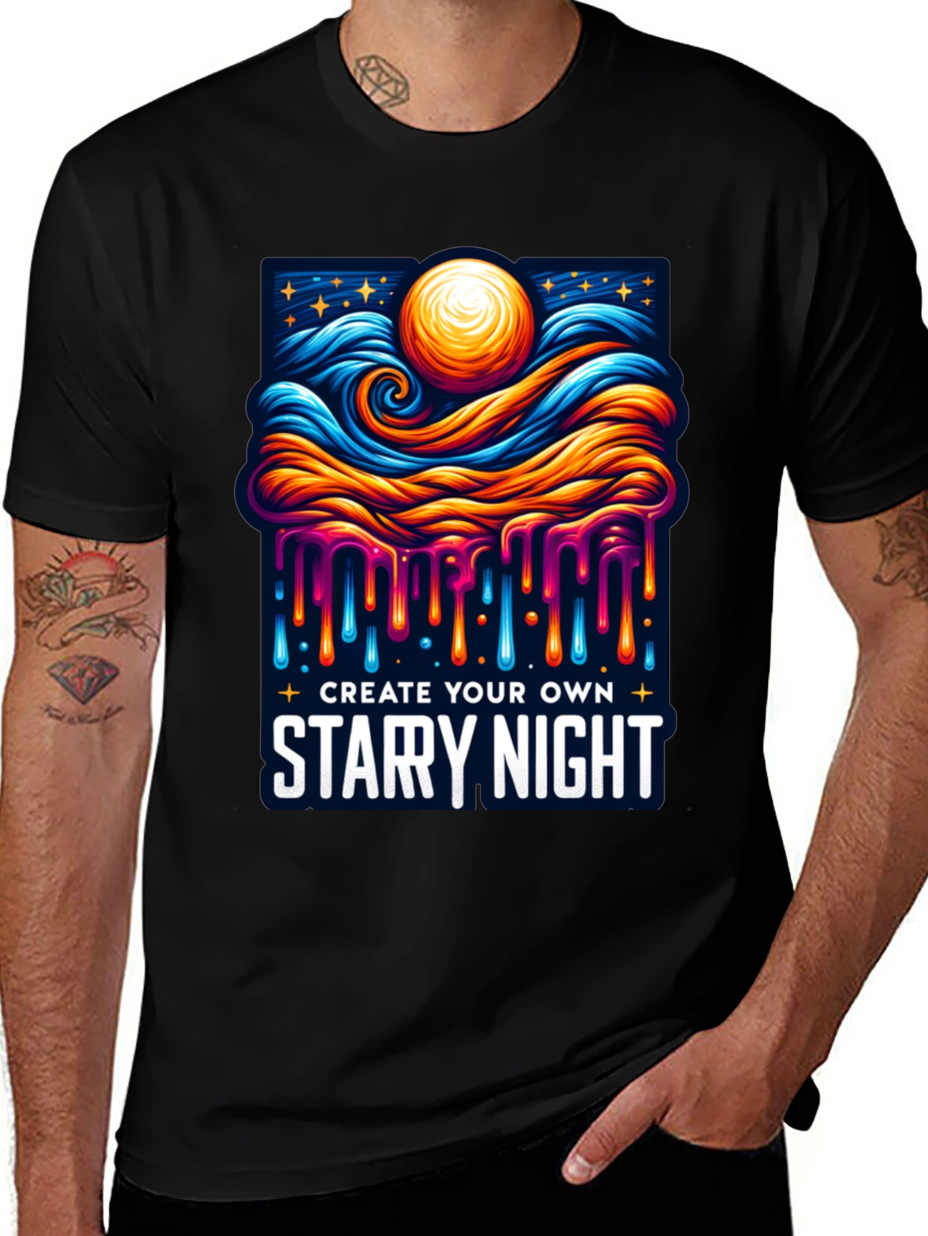 Starry Night Graphic Tee - Art Inspired Design