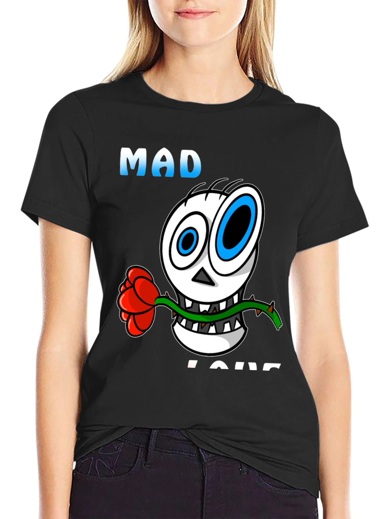Mad Love Skull Graphic Black T-Shirt