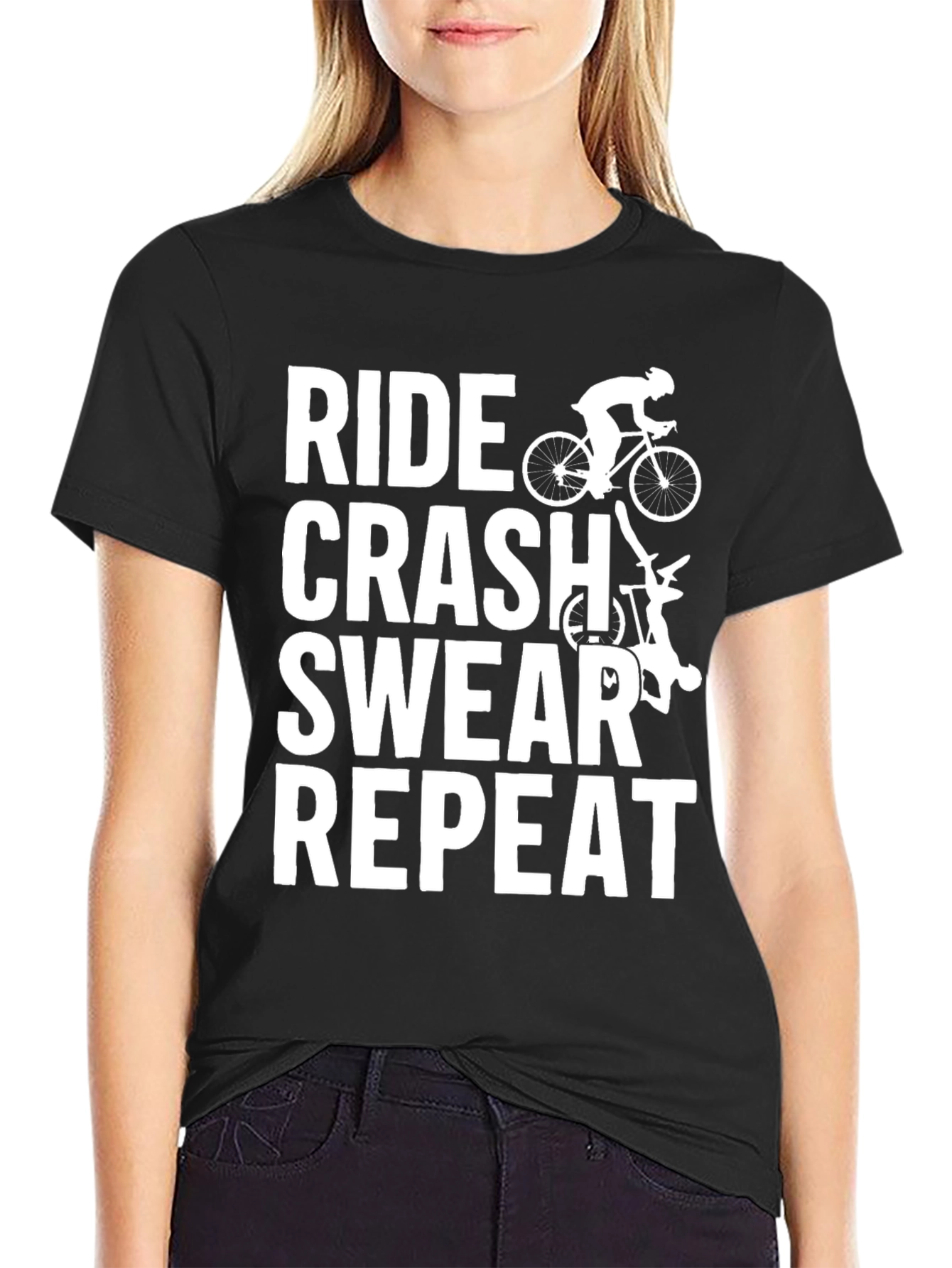 Ride Crash Swear Repeat Biker T-Shirt
