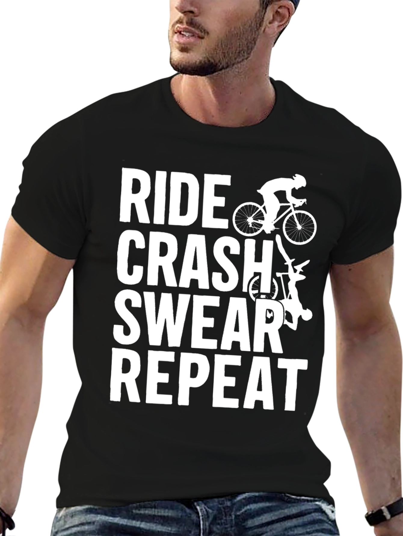 Ride Crash Swear Repeat Biker T-Shirt