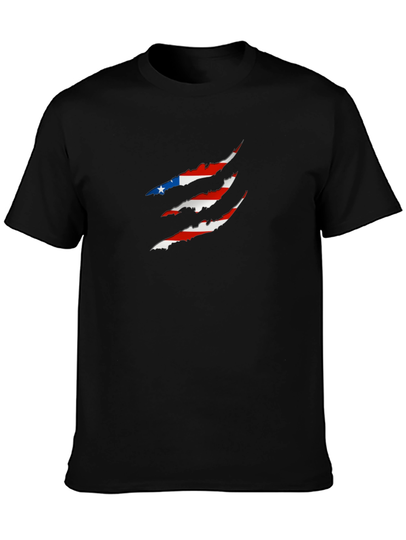 Patriotic USA Flag Claw Mark Black T-Shirt