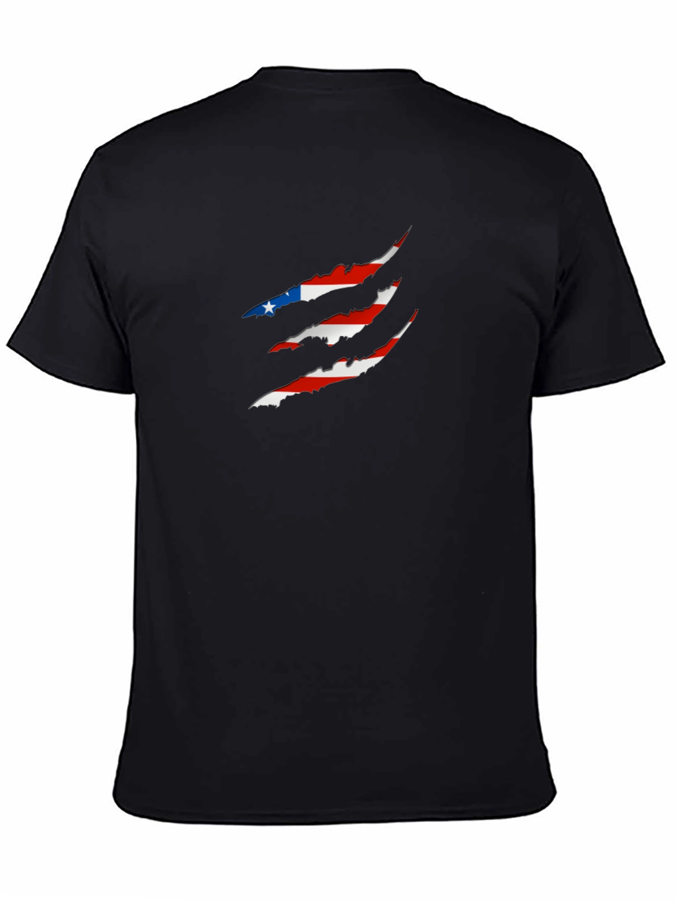 Patriotic USA Flag Claw Mark Black T-Shirt