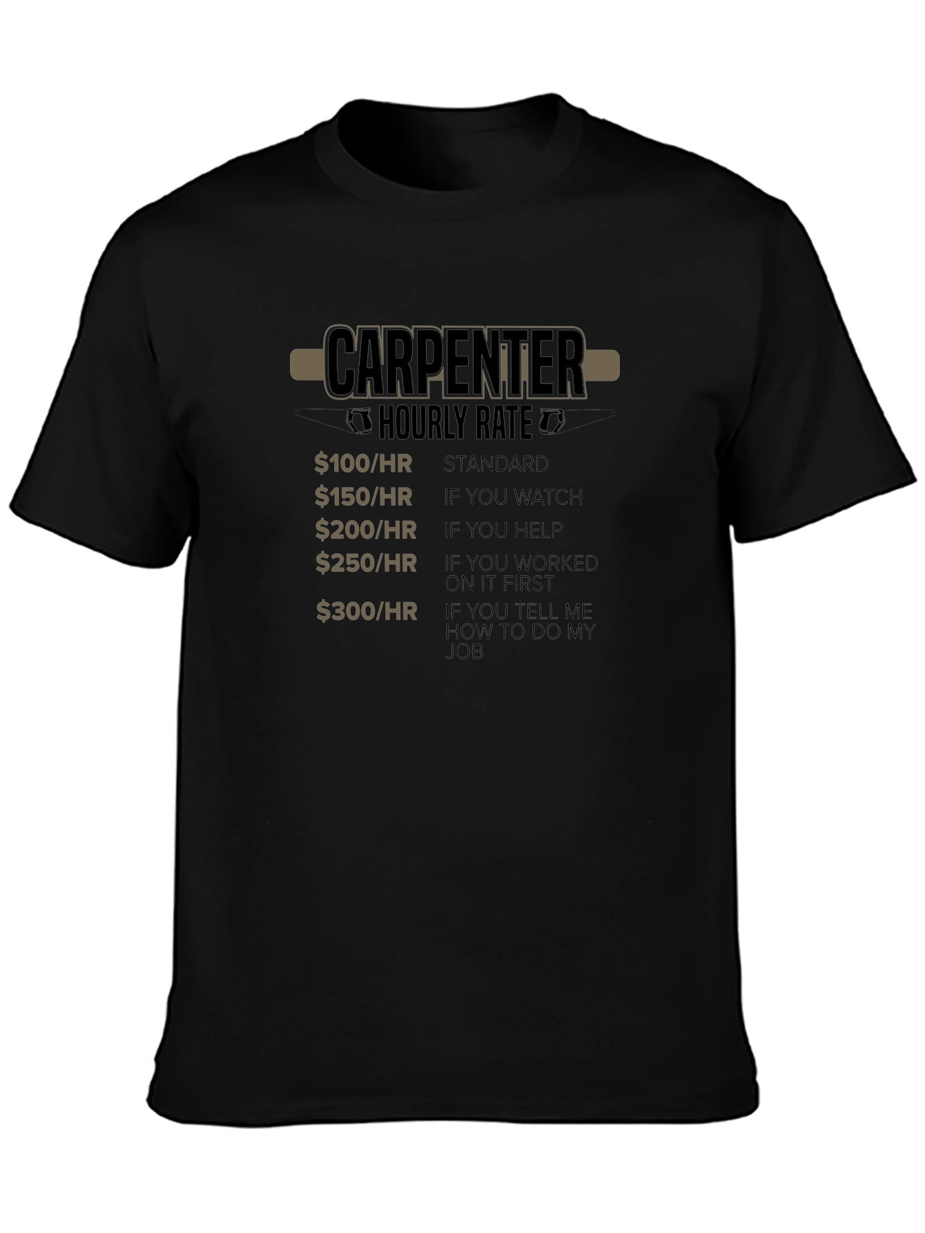 Carpenter Hourly Rate T-Shirt Funny Job Gift