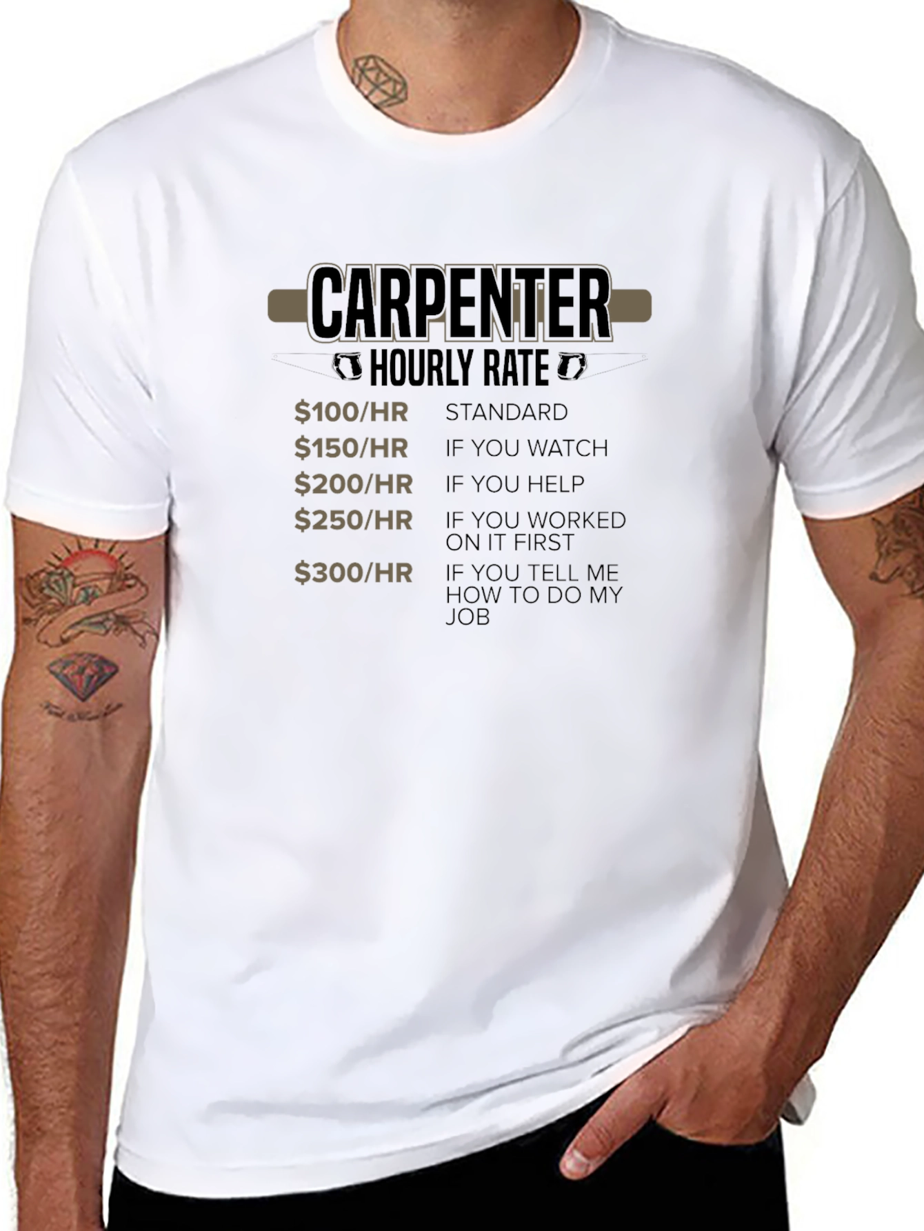 Carpenter Hourly Rate T-Shirt Funny Job Gift