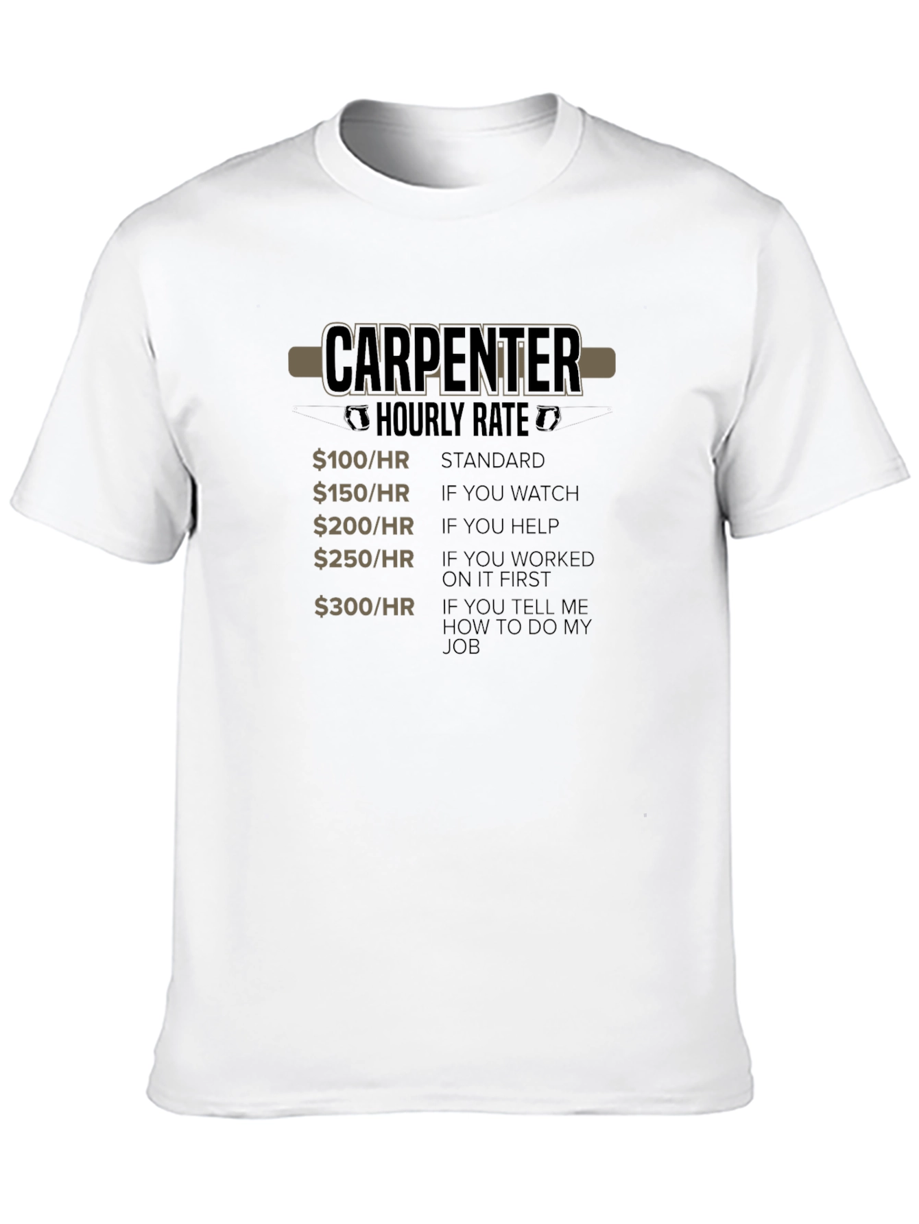 Carpenter Hourly Rate T-Shirt Funny Job Gift