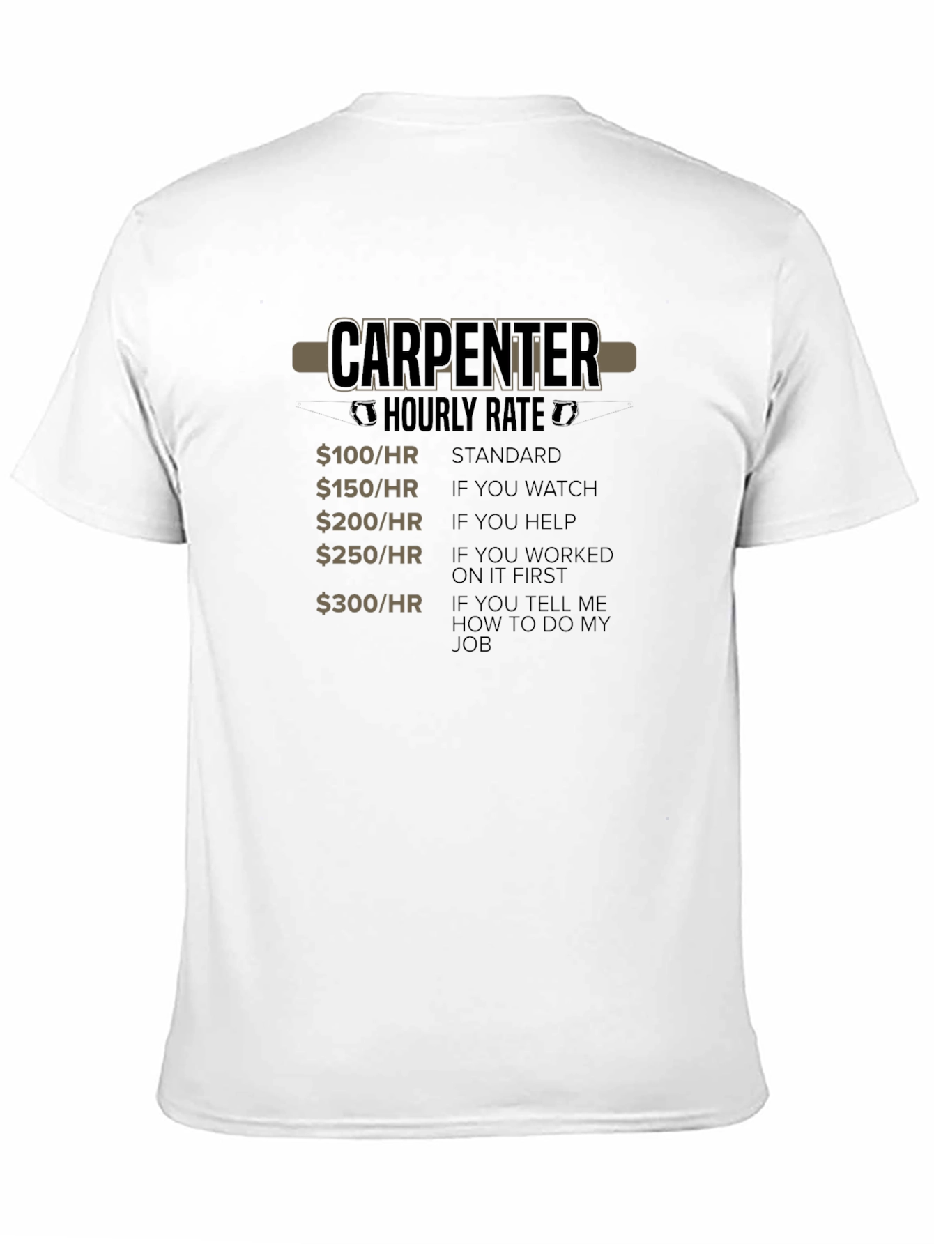 Carpenter Hourly Rate T-Shirt Funny Job Gift