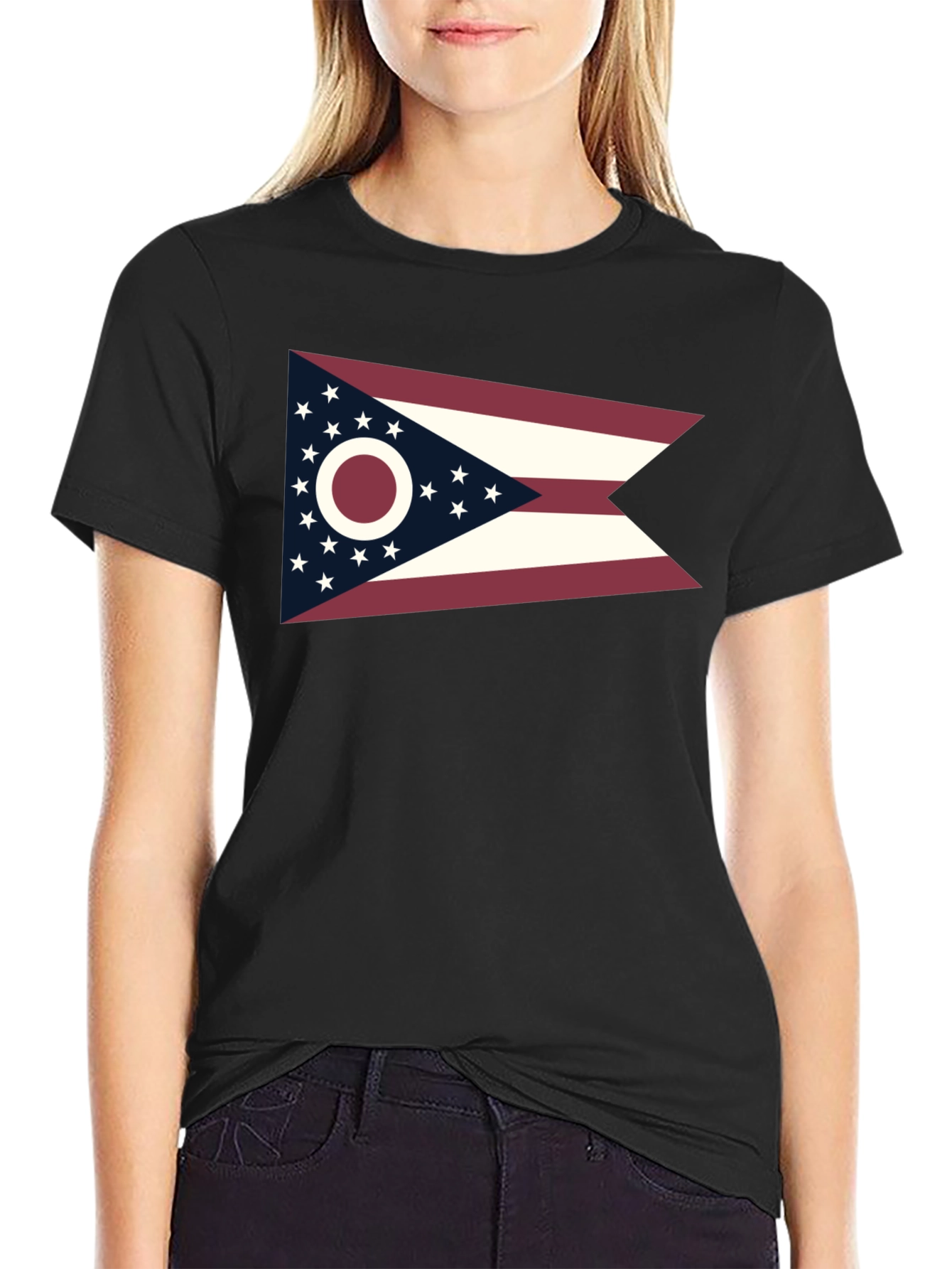 Ohio Flag Graphic Tee - Black Short Sleeve