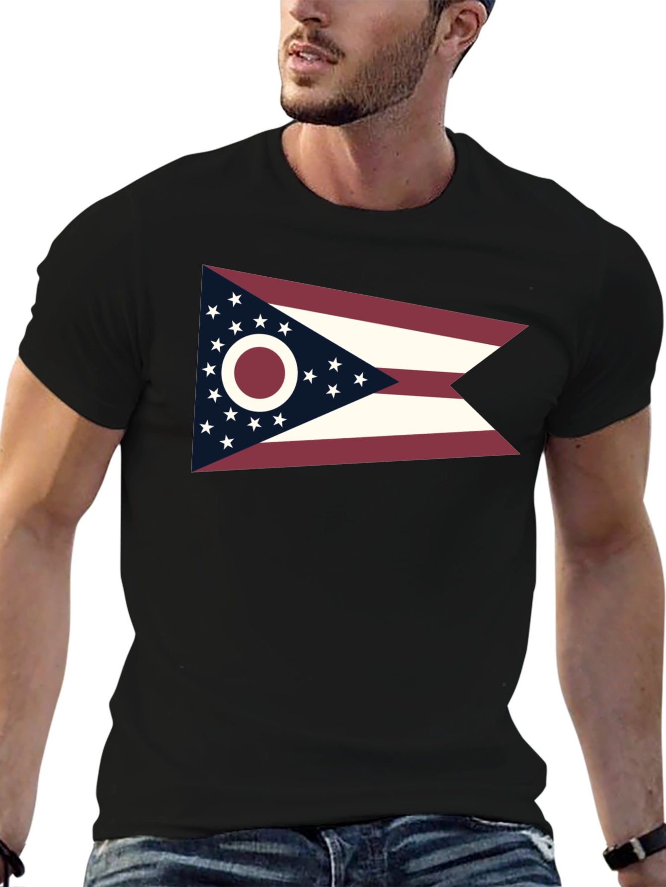 Ohio Flag Graphic Tee - Black Short Sleeve