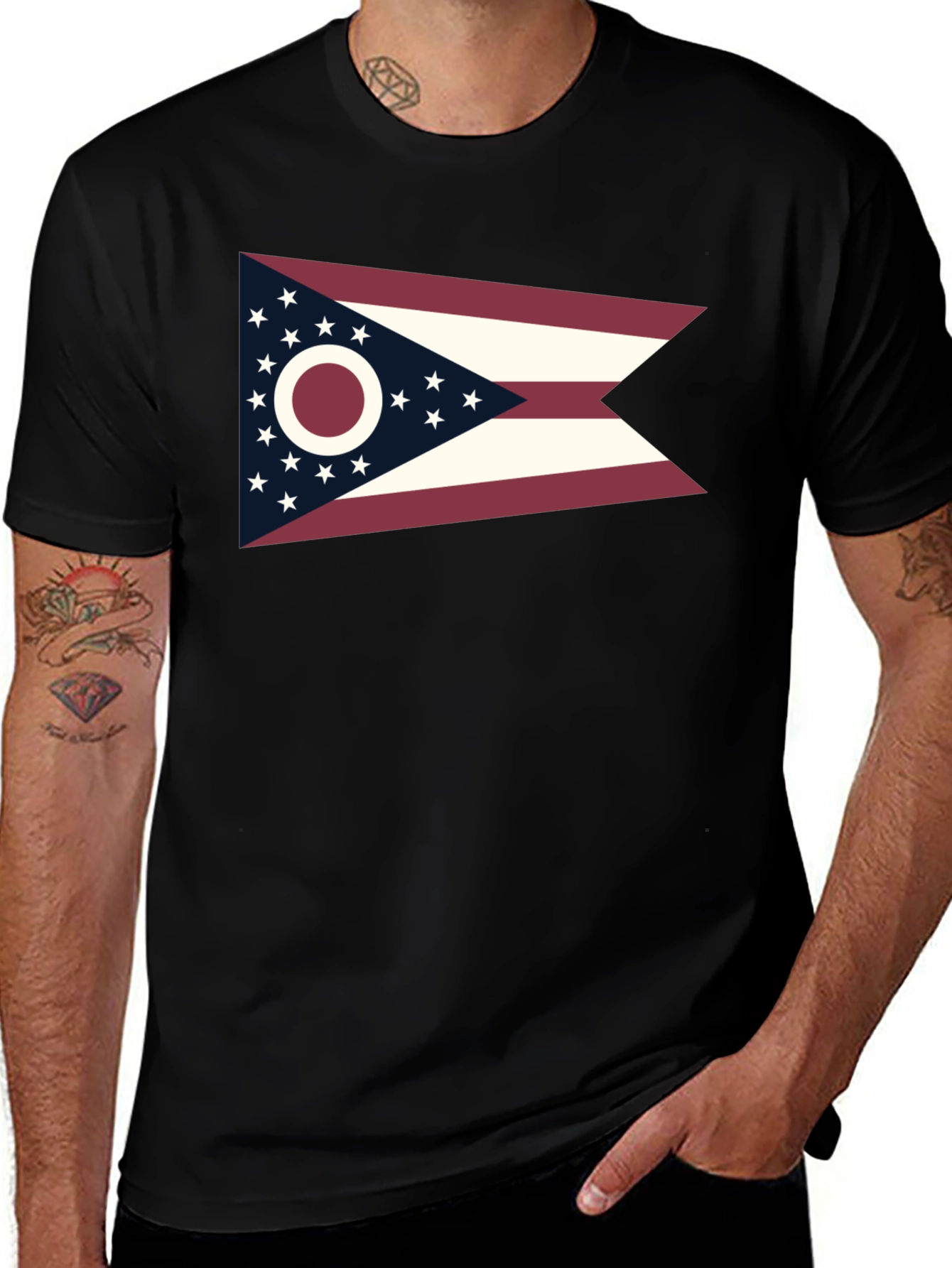 Ohio Flag Graphic Tee - Black Short Sleeve