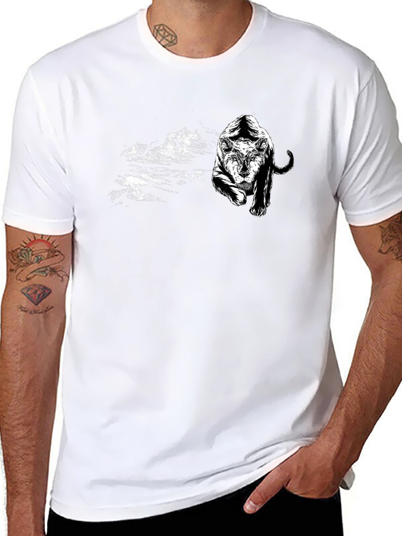 Black T-Shirt with Tiger Graphic