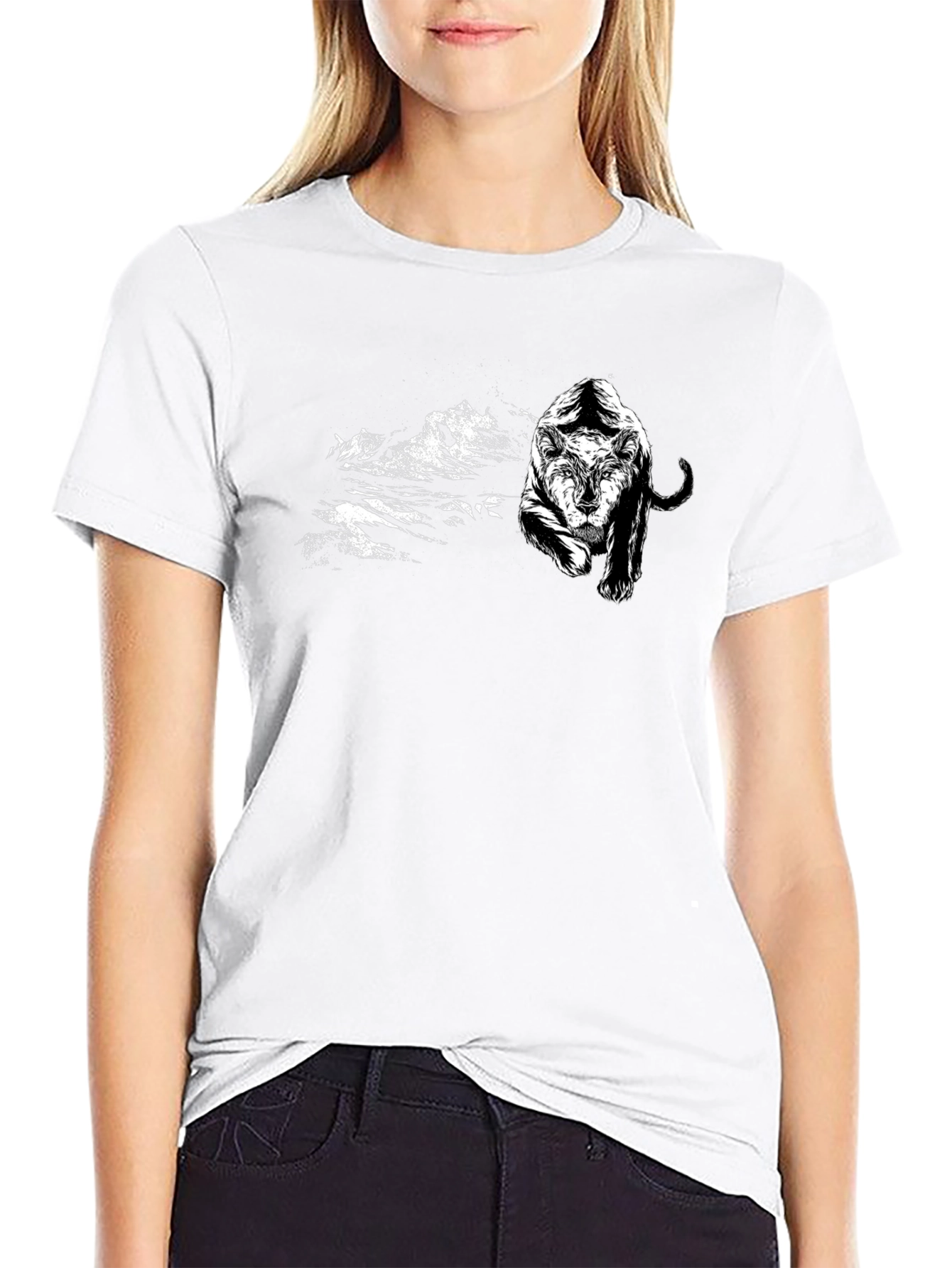Black T-Shirt with Tiger Graphic